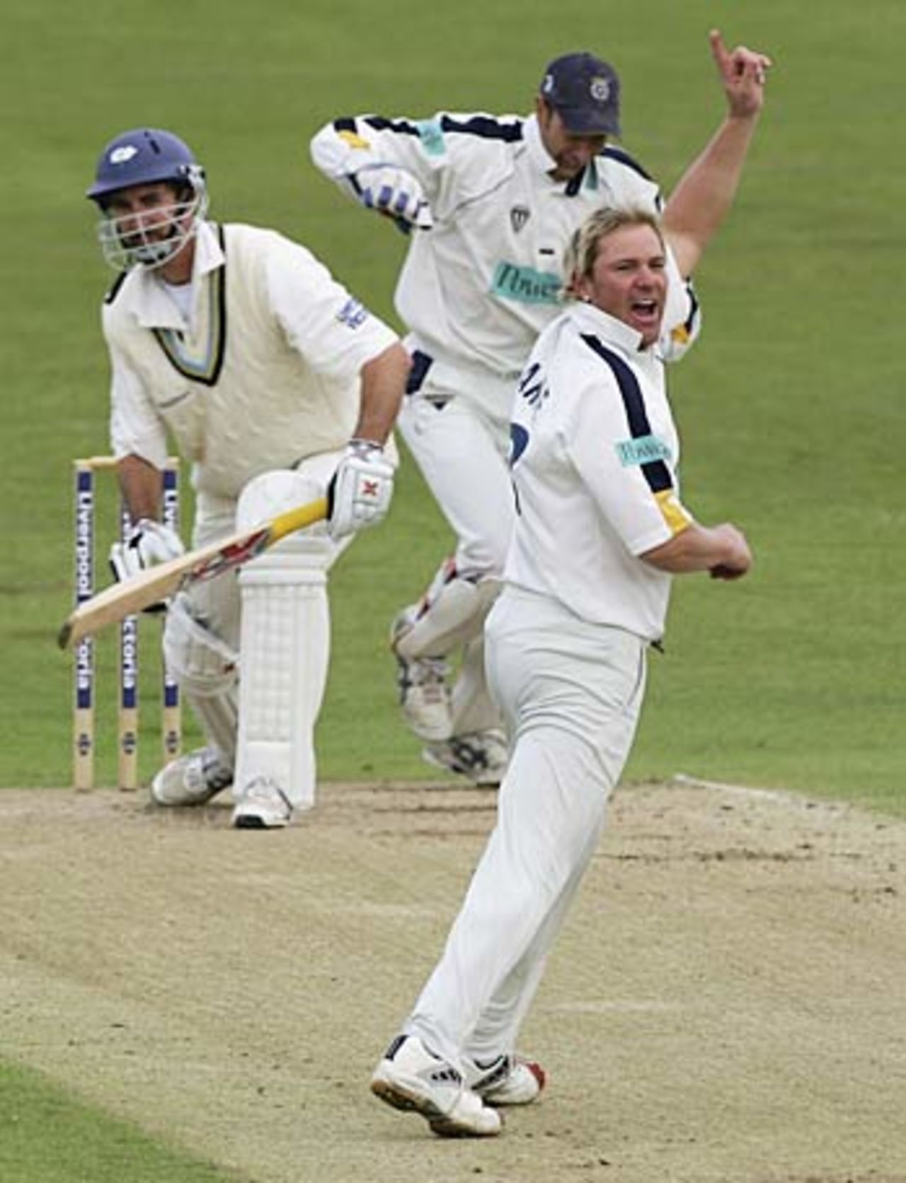 Shane Warne celebrates dismissing Jason Gillespie, Yorkshire v Hampshire, County Championship, Headingley, June 1, 2006