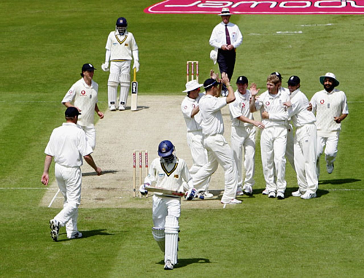Matthew Hoggard is congratulated on dismissing Upul Tharanga, England v Sri Lanka, 3rd Test, Trent Bridge, June 2, 2006