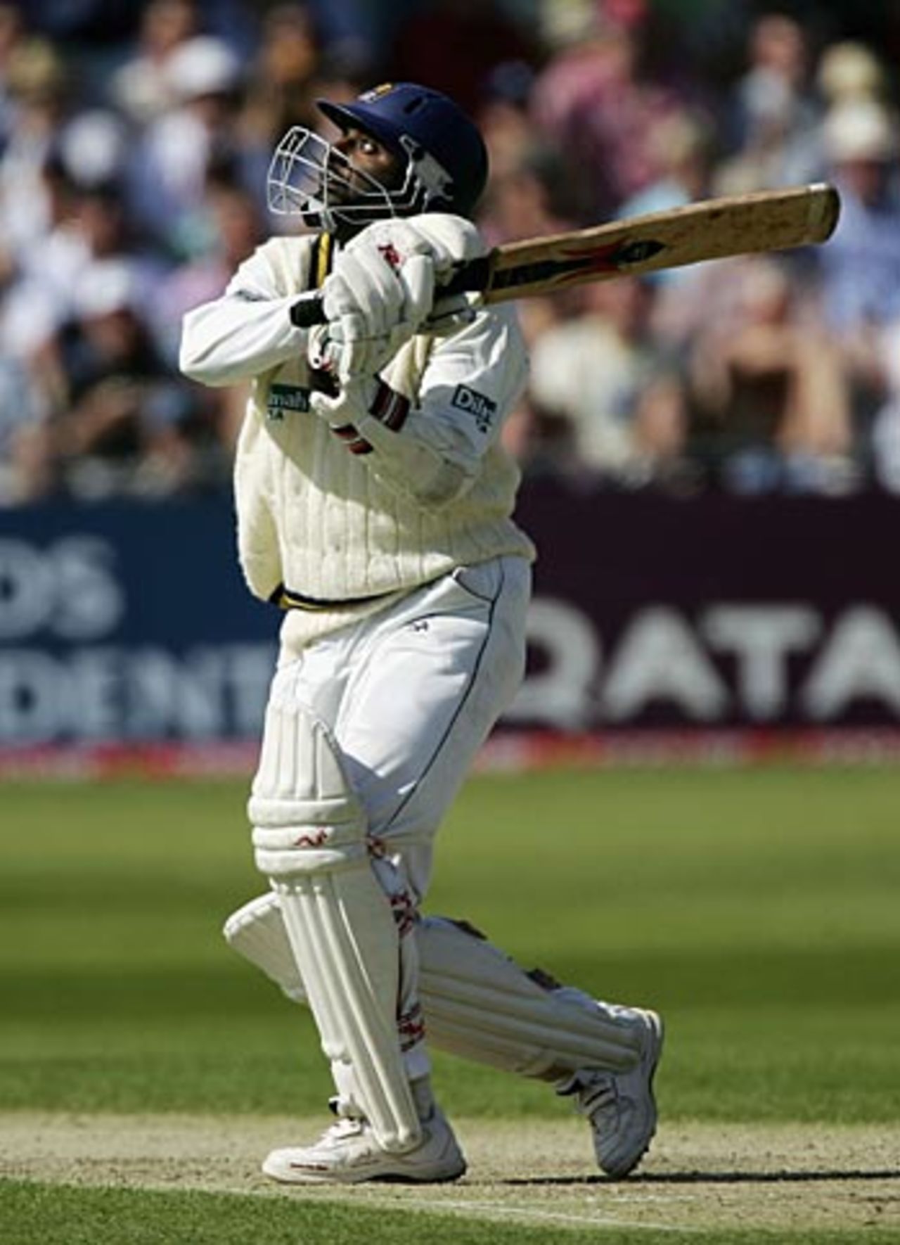 Muttiah Muralitharan looks to the skies after slapping another ball to cow corner, England v Sri Lanka, 3rd Test, Trent Bridge, June 2, 2006