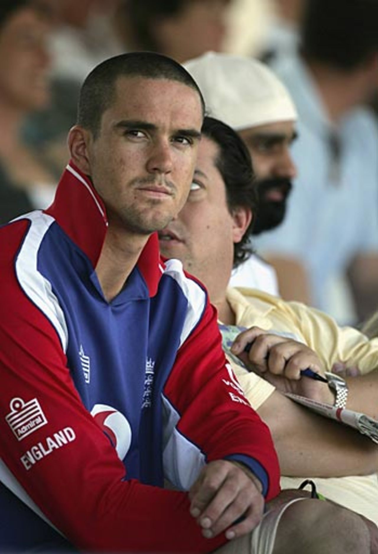 Kevin Pietersen sits among the crowd after being dismissed, England v Sri Lanka, 3rd Test, Trent Bridge, June 3, 2006