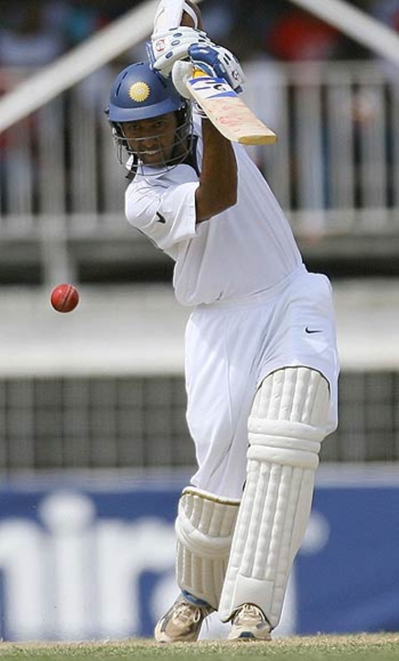 Wasim Jaffer punches down the ground, West Indies v India, 1st Test, Antigua, 3rd day, June 4, 2006