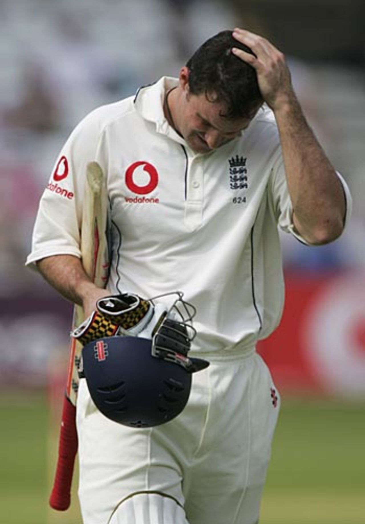 Andrew Strauss hangs his head after falling to Muttiah Muralitharan, England v Sri Lanka, 3rd Test, Trent Bridge, June 5, 2006