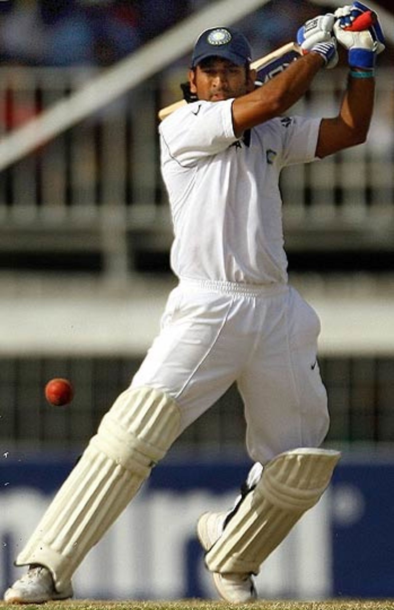 Mahendra Singh Dhoni slaps one on the off side with disdain, West Indies v India, 1st Test, Antigua, 4th day, June 5, 2006