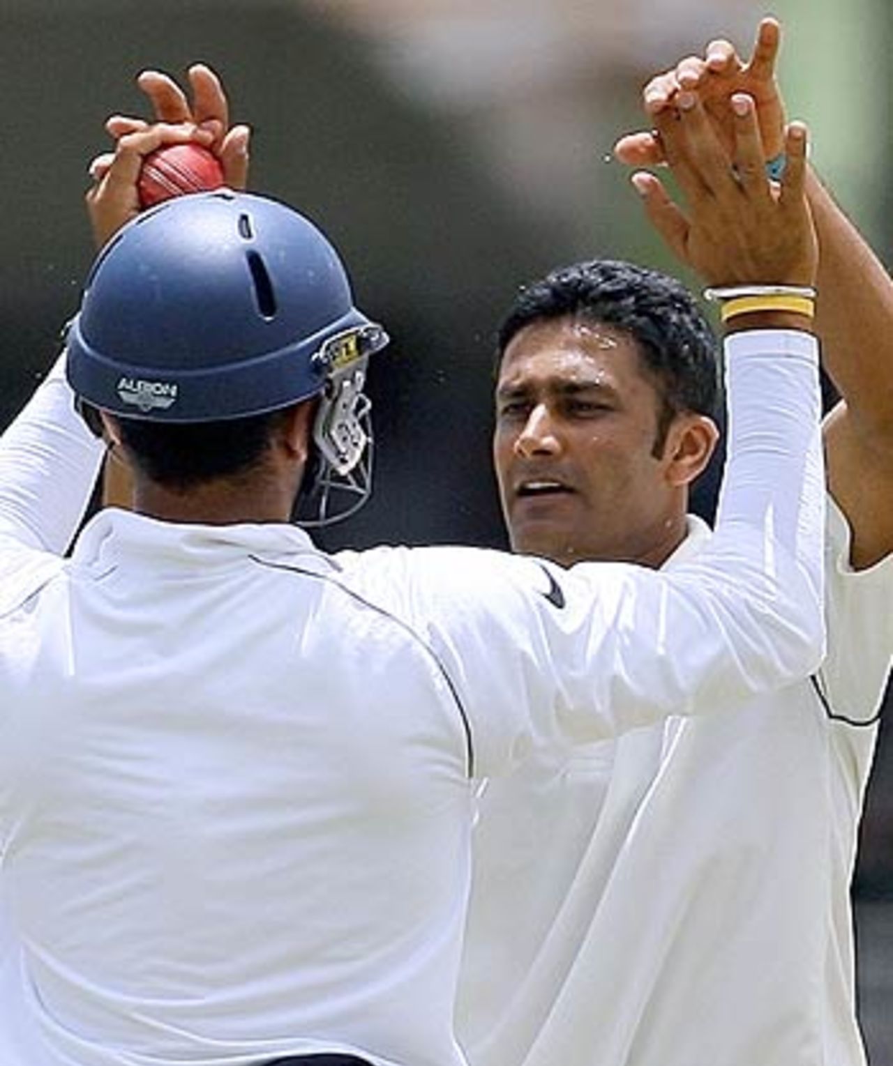 Anil Kumble celebrates the first breakthrough of the morning, West Indies v India, 1st Test, Antigua, 5th day, June 6, 2006