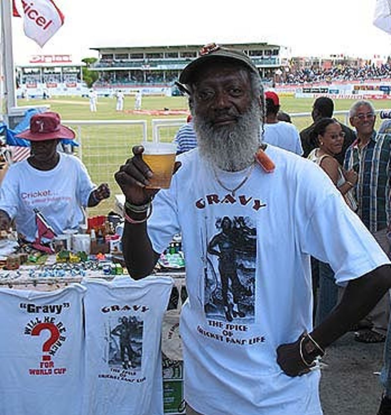 Labon Kenneth Blackburn Leeweltine Buckonon Benjamin, or Gravy to the cricketing world, is one of the most famous characters at the Antigua Recreation Ground