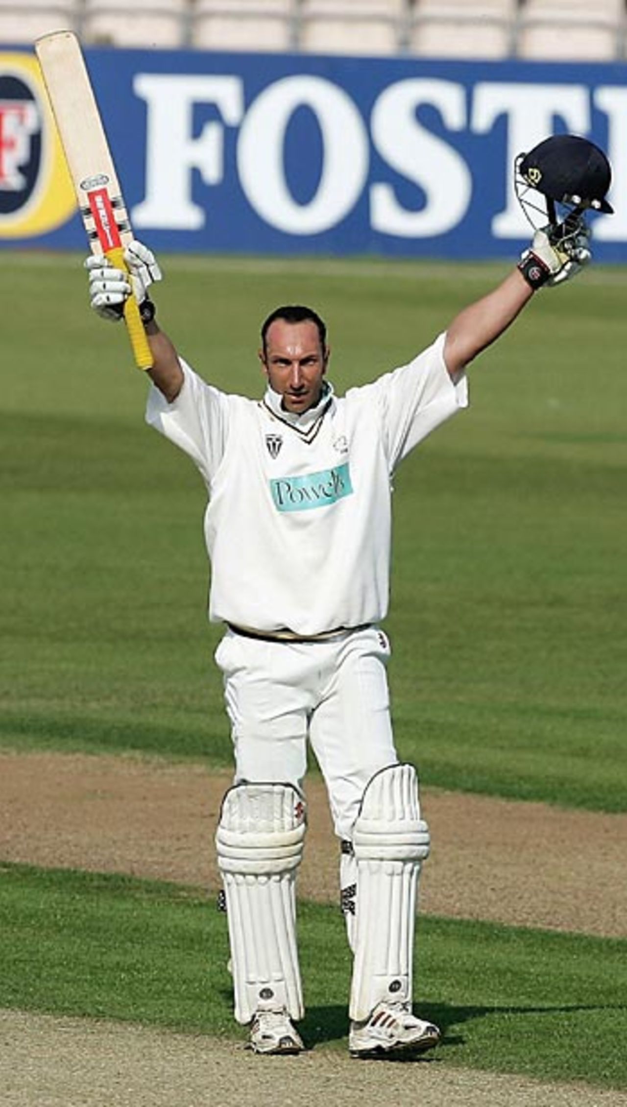 Nic Pothas reaches his hundred. He went on to make 117, Hampshire v Nottinghamshire, County Championship, Rose Bowl, June 7, 2006