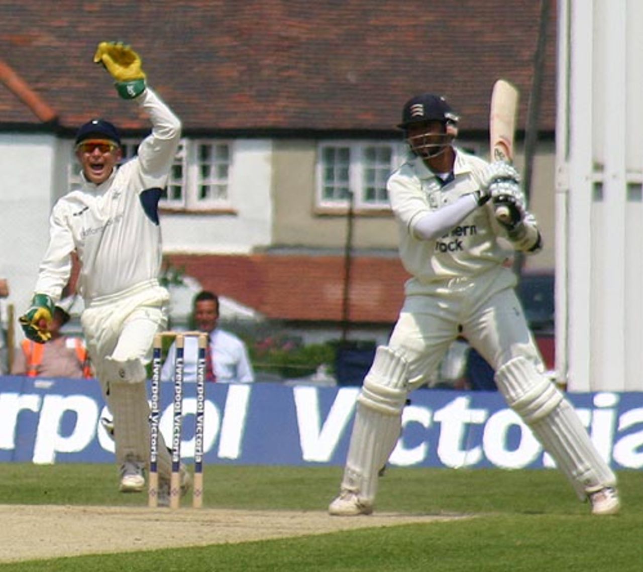 Owais Shah is caught behind by Gerard Brophy for 30, Middlesex v Yorkshire, Southgate, June 8, 2006