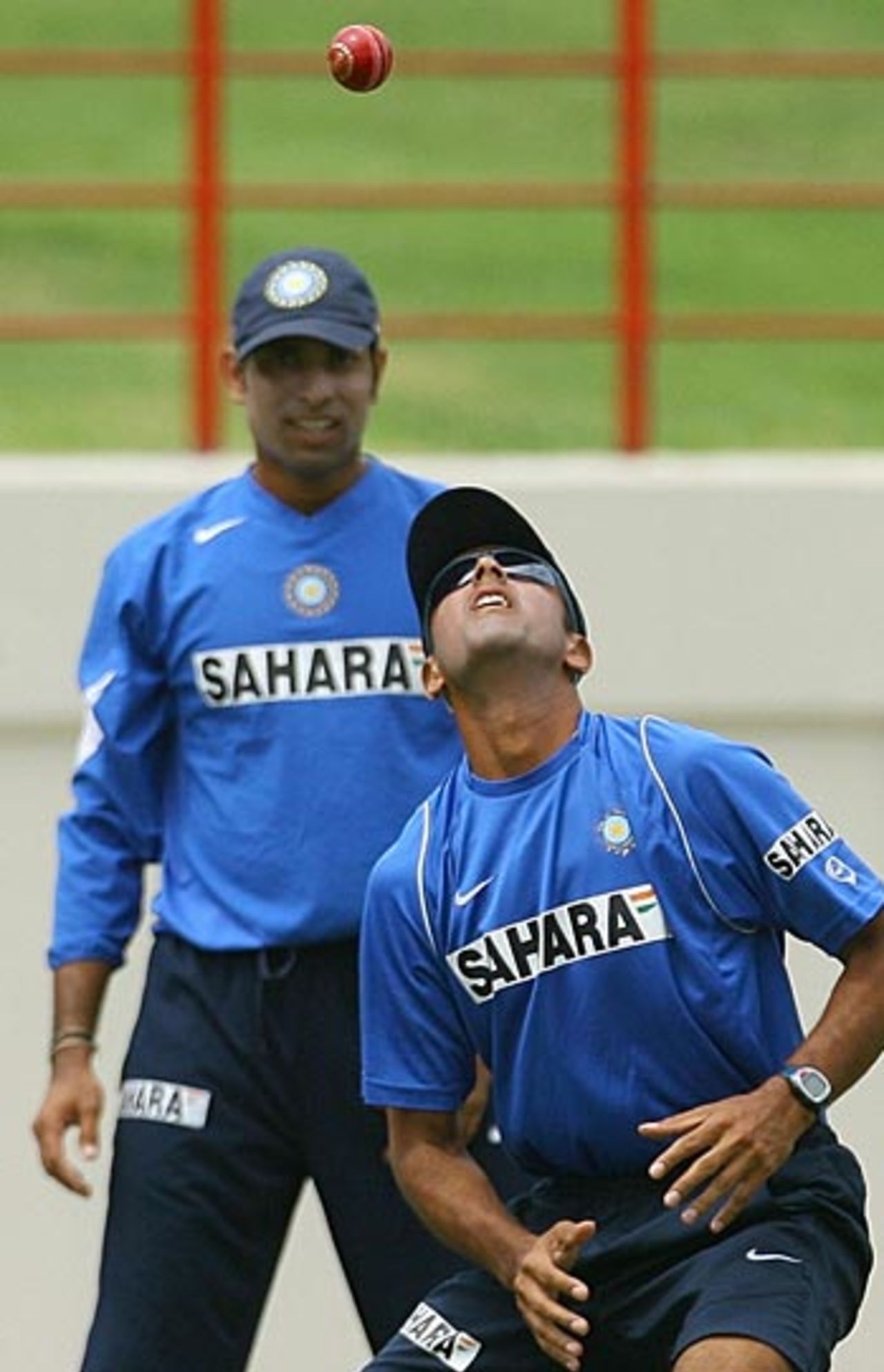 Intense concentration from Rahul Dravid as he prepares to catch the ball, St Lucia, June 9, 2006