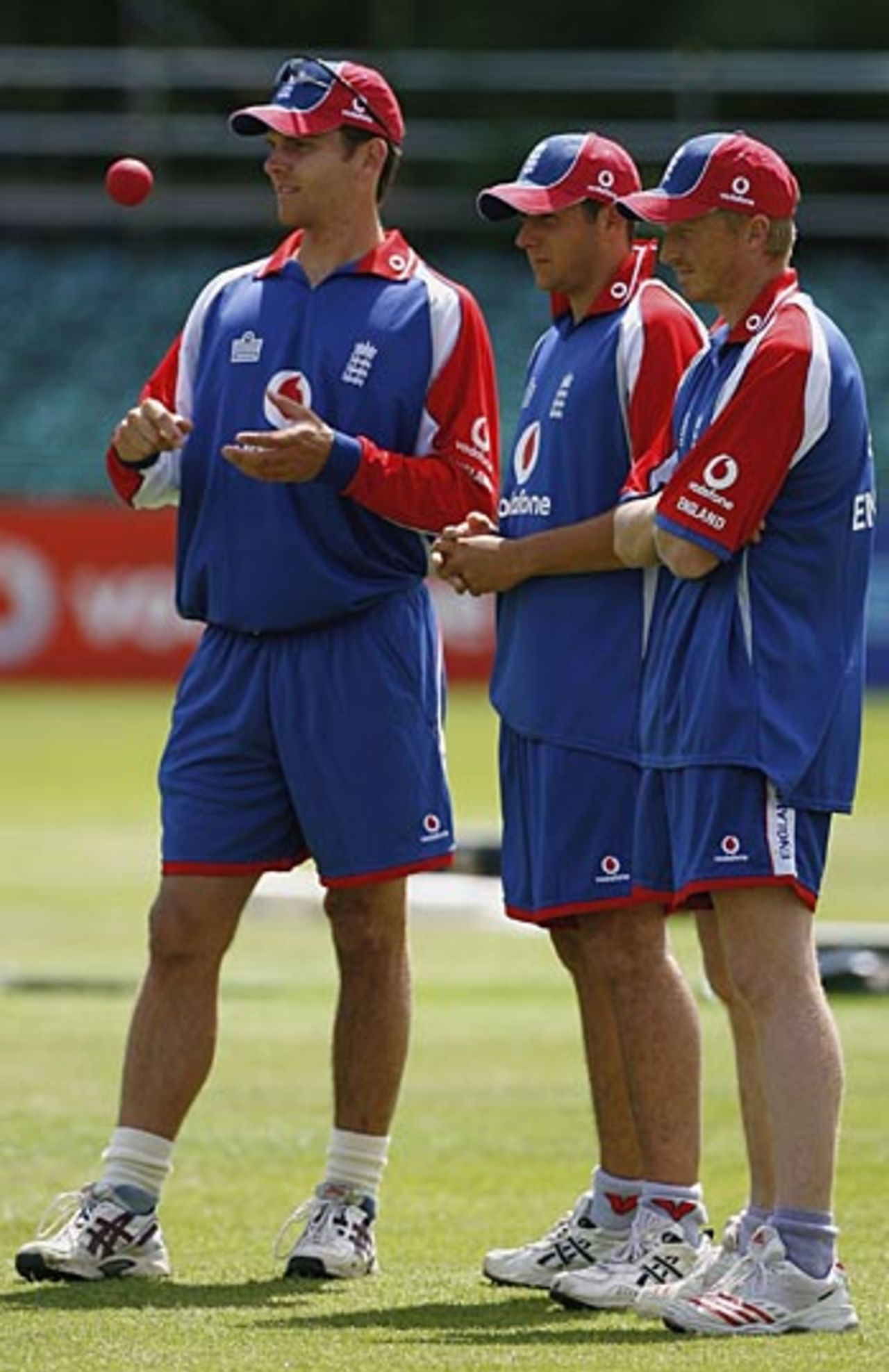 England's new boys - Alex Loudon, Tim Bresnan and Glen Chapple - in the nets at Belfast, June 12, 2006