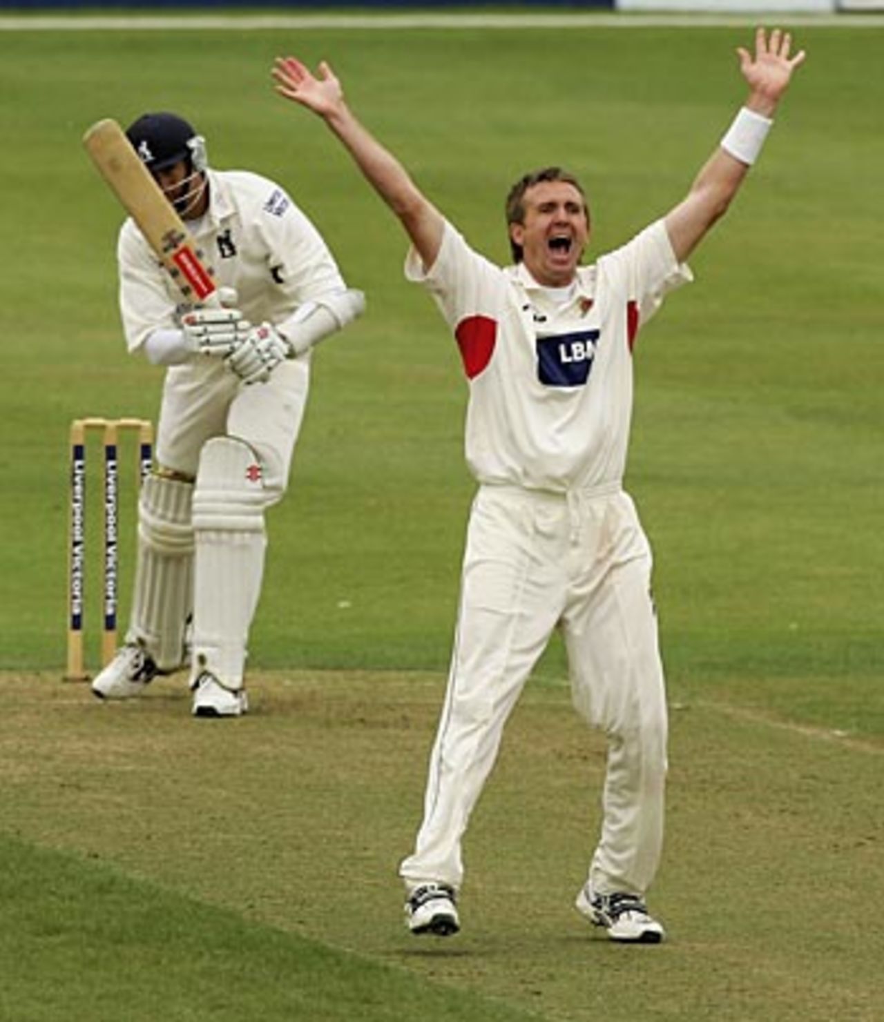 Dominic Cork appeals unsuccessfully for Mark Wagh's wicket, Warwickshire v Lancashire, County Championship, Edgbaston, June 14, 2006