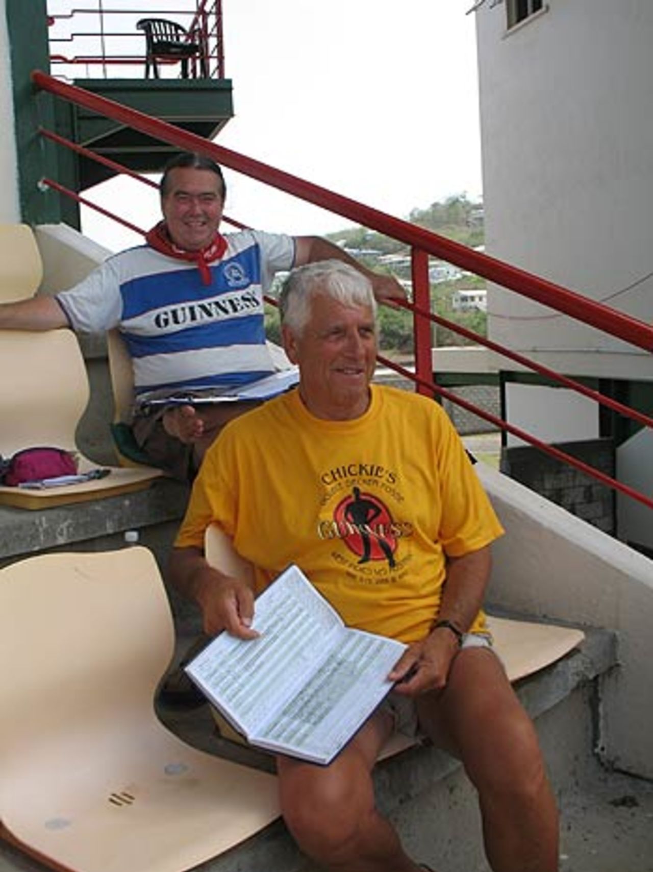 John Woods and Peter Chismon spotted at the Beausejour Stadium, West Indies v India, 2nd Test, St Lucia, 5th day, June 14, 2006