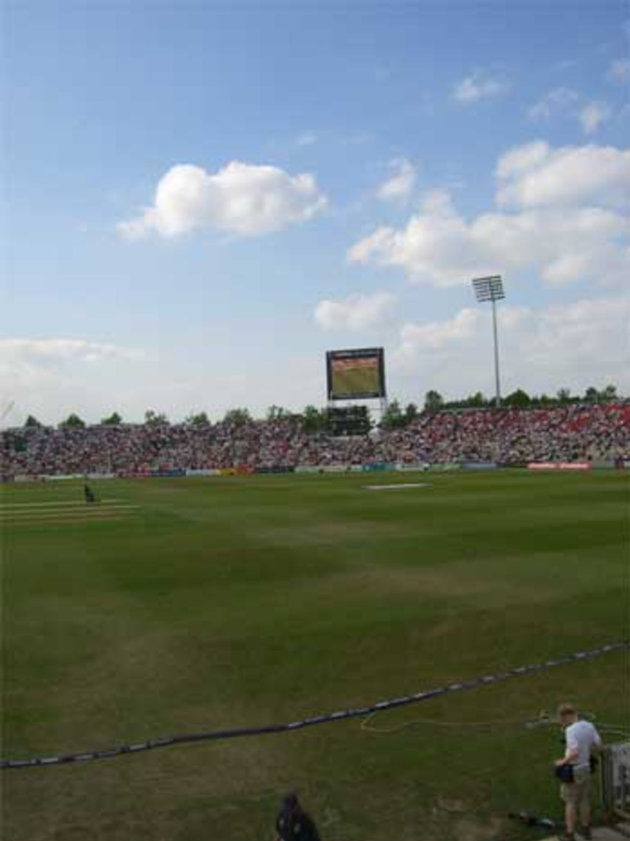Squint or you'll miss it: the Rose Bowl crowd watches the World Cup on a tiny screen, England v Sri Lanka, Twenty20, Southampton, June 15, 2006