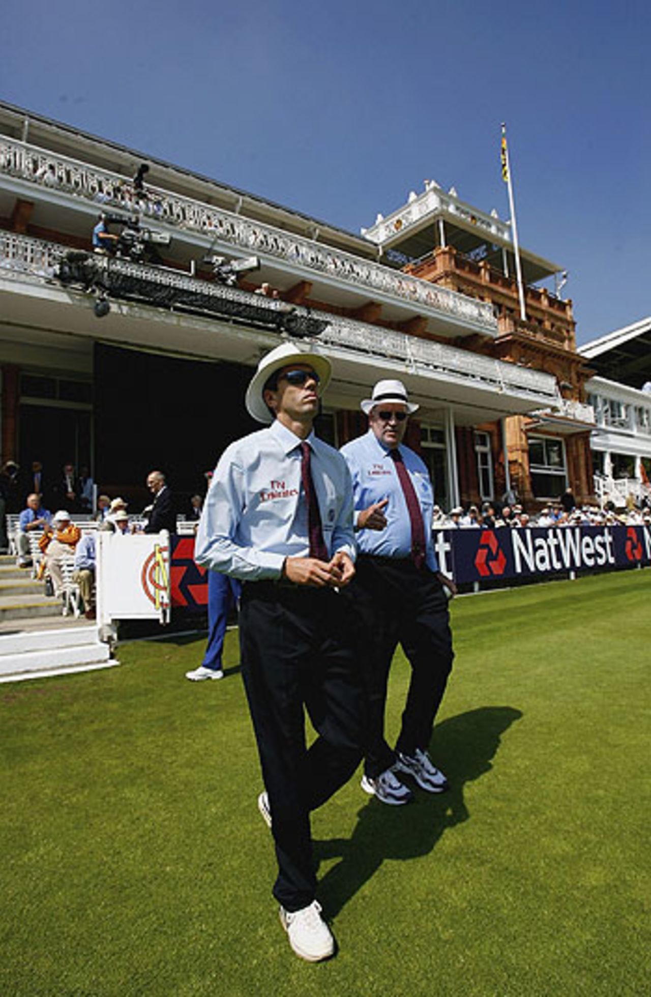 Umpires Nigel Llong and Darrell Hair walk out to the middle, England v Sri Lanka, 1st ODI, Lord's, June 17, 2006