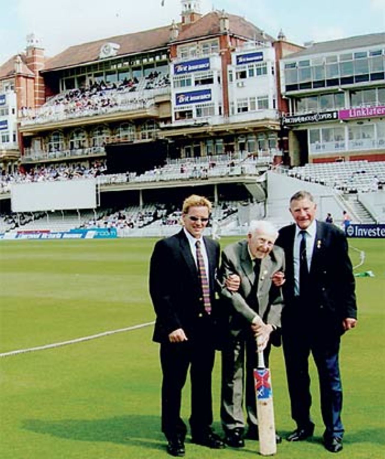 Henry Allingham, Britains oldest man and the last survivor of the Battle of Jutland, on his second visit to The Oval - 103 years after his first, May 8, 2006