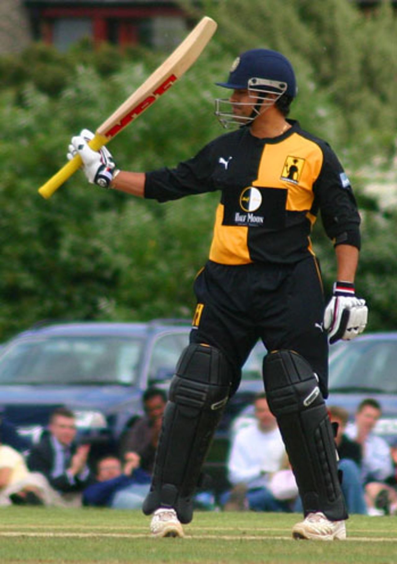 Sachin Tendulkar celebrates his marvellous 91-ball hundred for Lashings, Cambridge University v Lashings World XI, Fenners, June 21, 2006