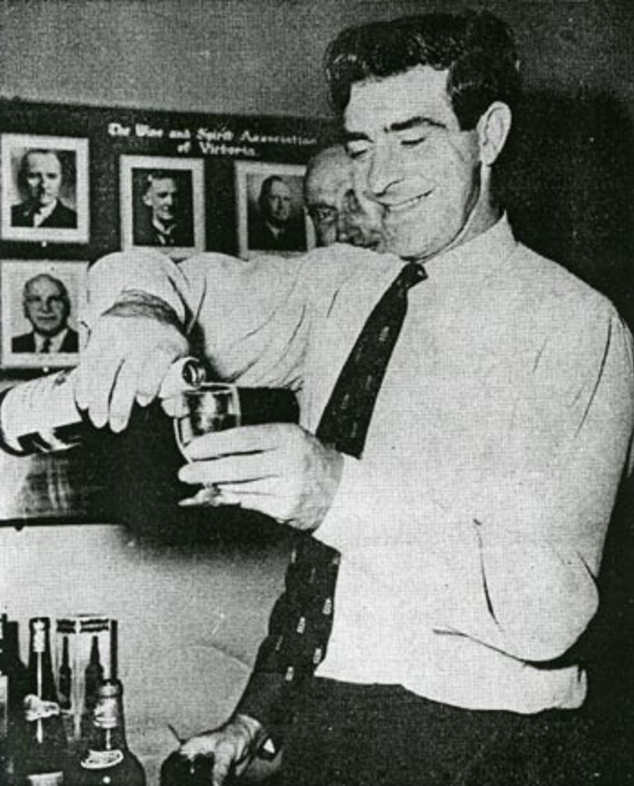 Fred Trueman celebrates becoming the world's leading Test wicket taker, Christchurch, March 15, 1963