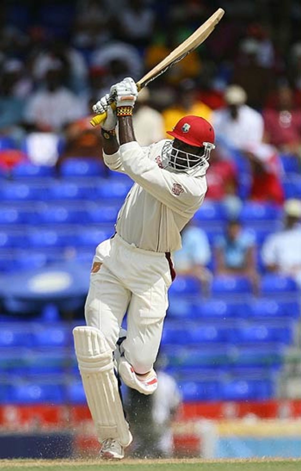Chris Gayle launches one over long-on, West Indies v India, 3rd Test, St Kitts, 1st day, June 22, 2006