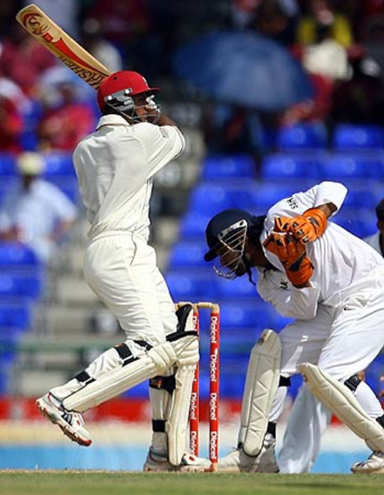 Daren Ganga pulls on his way to a fifty, West Indies v India, 3rd Test, St Kitts, 1st day, June 22, 2006