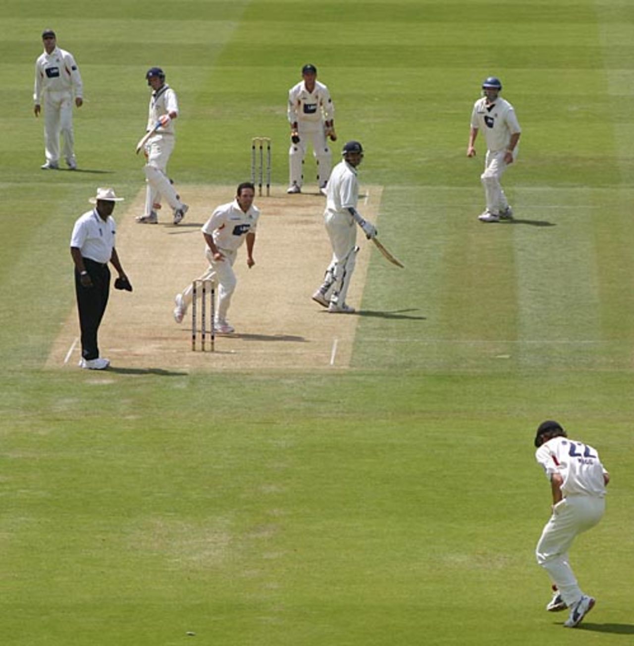 Kyle Hogg drops Ed Smith, who is already turning towards the pavilion, on 96, Middlesex v Lancashire, Lord's, June 23, 2006