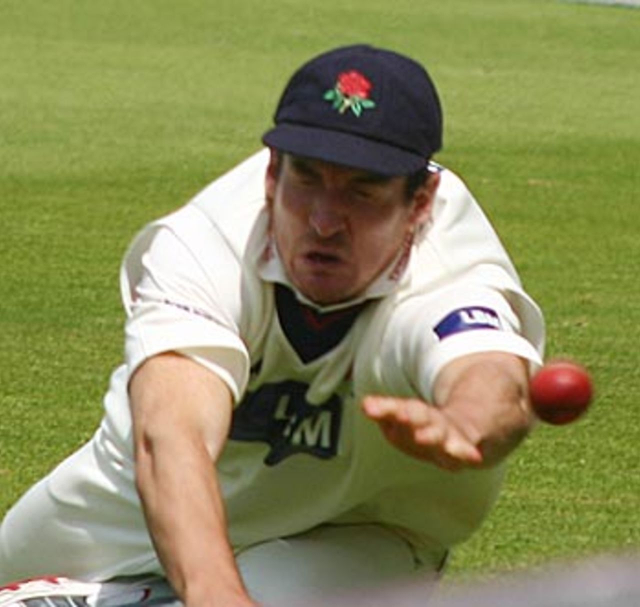 Eyes wide shut: Mal Loye dives and misses a boundary catch, Middlesex v Lancashire, Lord's, June 23, 2006