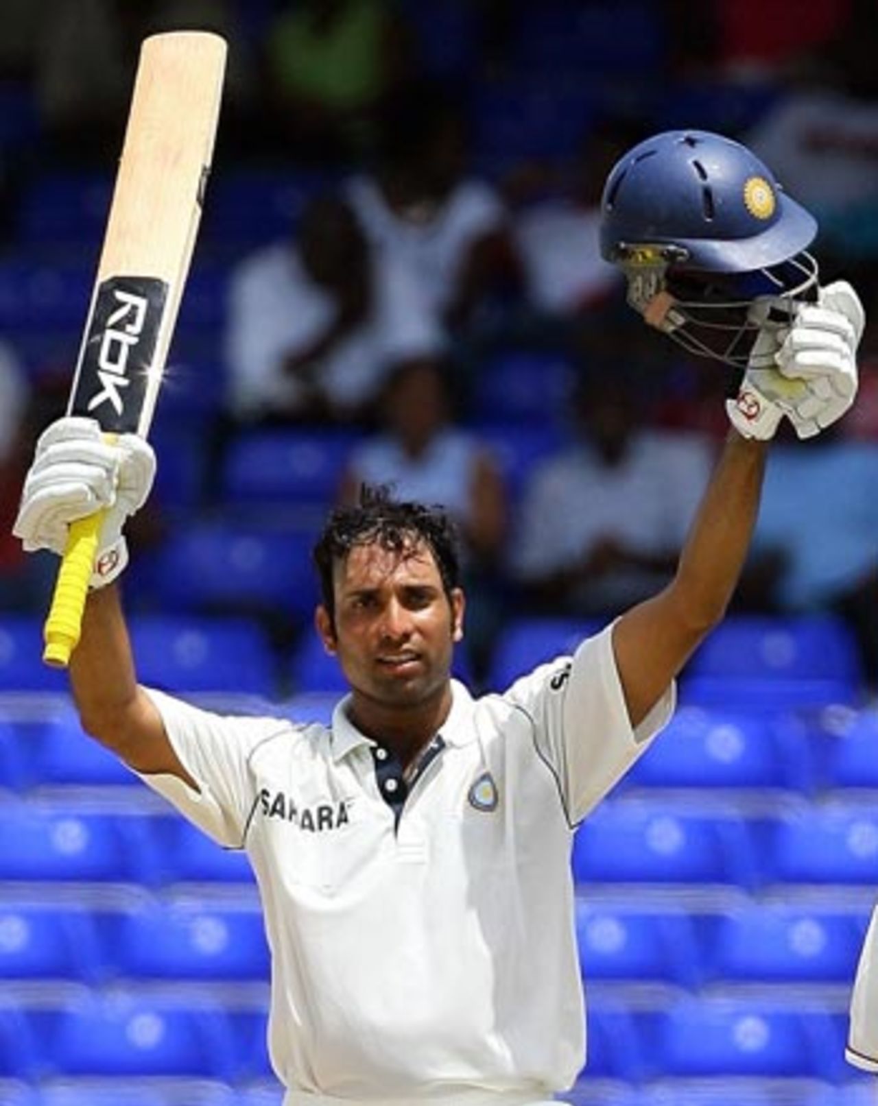 VVS Laxman celebrates a crucial century, West Indies v India, 3rd Test, St Kitts, 4th day, June 25, 2006