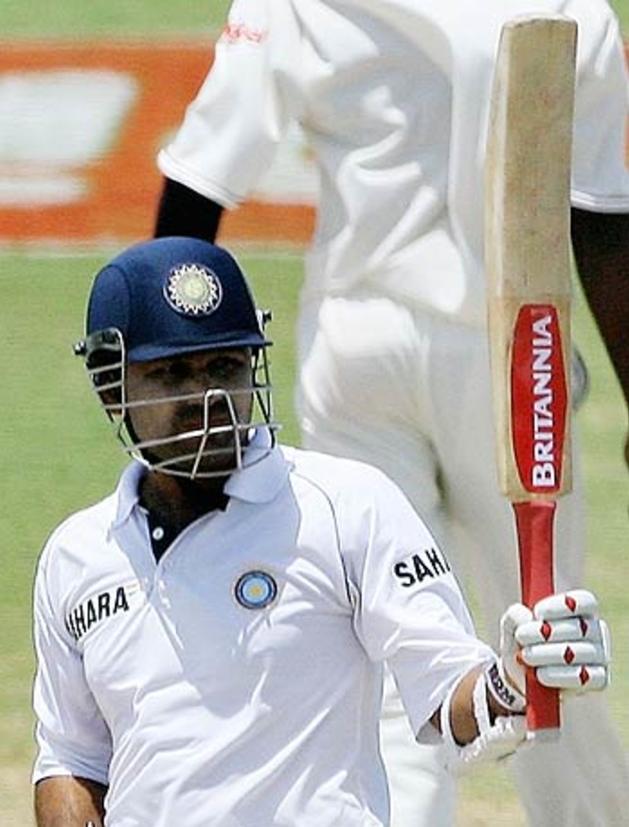 Virender Sehwag celebrates his fifty, West Indies v India, 3rd Test, St Kitts, 5th day, June 26, 2006