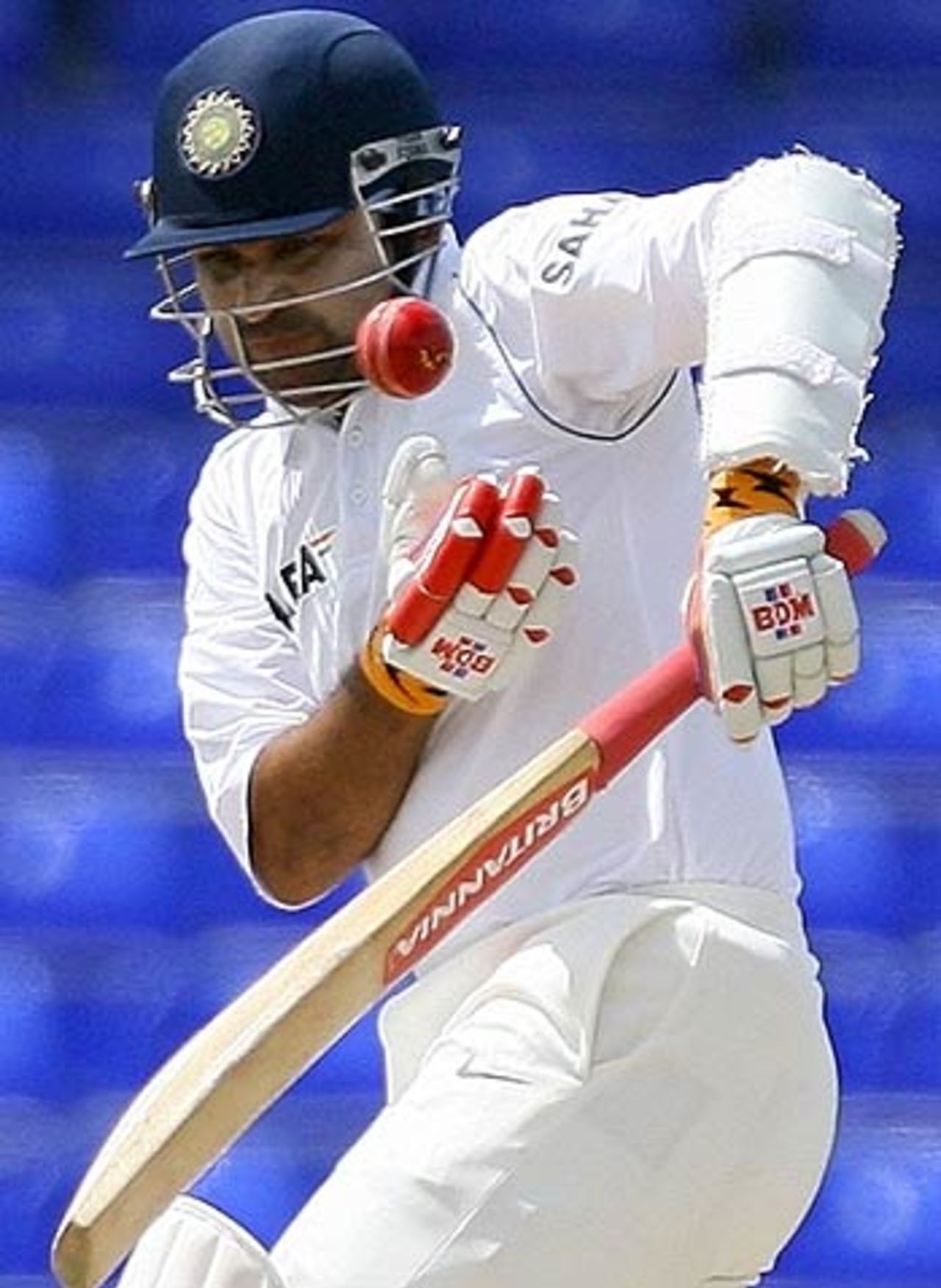 Virender Sehwag fends off a short delivery, West Indies v India, 3rd Test, St Kitts, 5th day, June 26, 2006