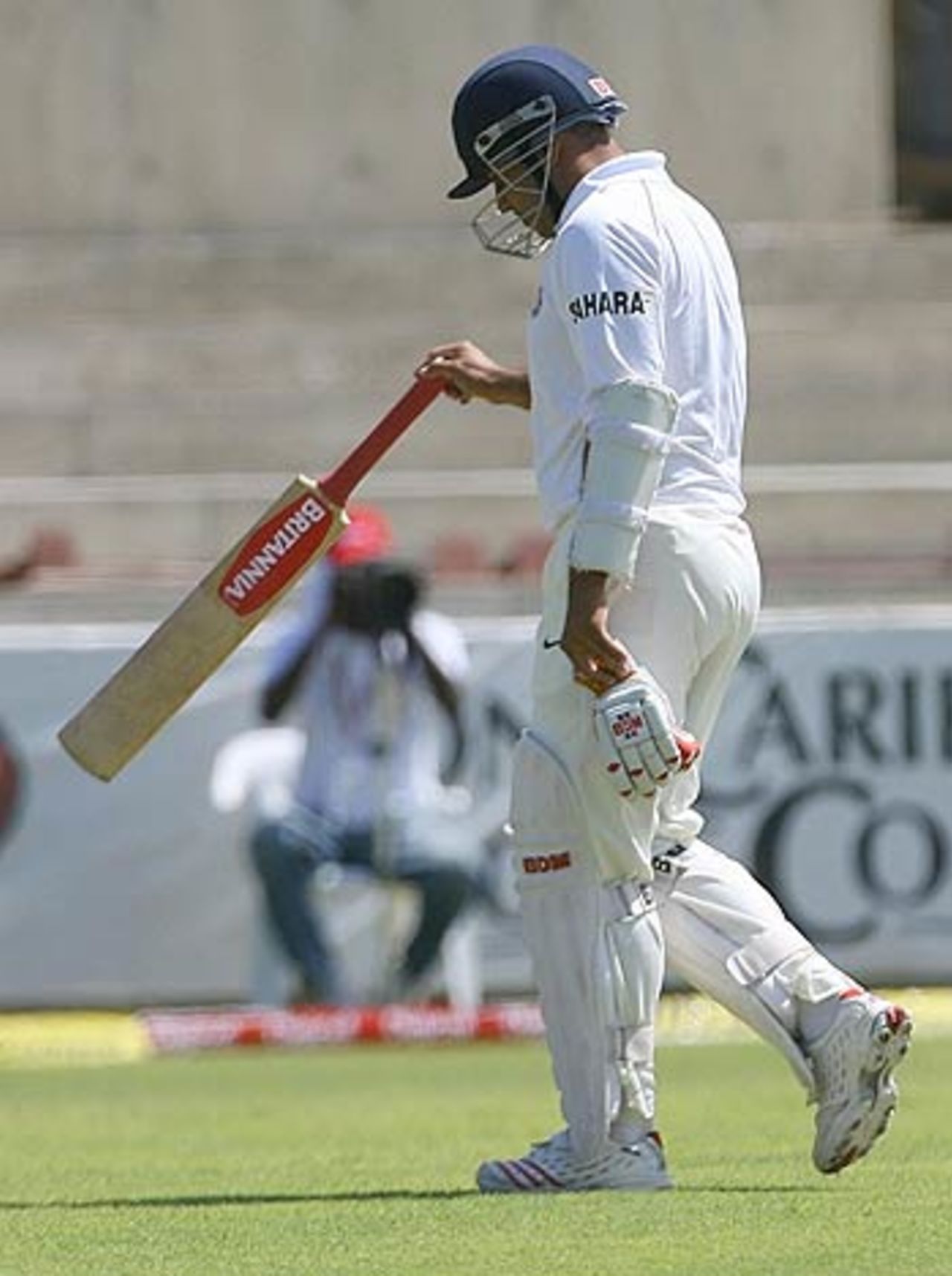 Virender Sehwag was brilliantly caught by Ramnaresh Sarwan for a duck. West Indies v India, 4th Test, Jamaica, 1st day, June 30, 2006