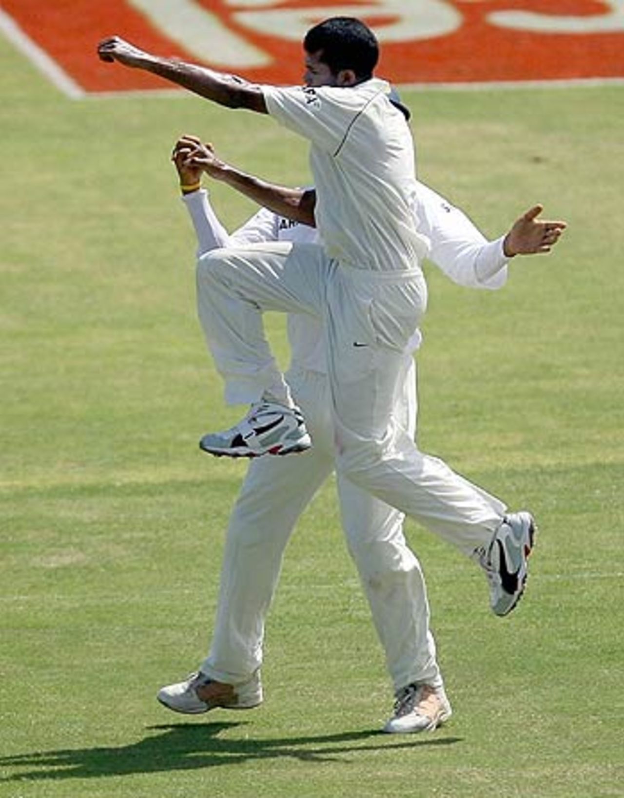 Sreesanth celebrates after bowling Chris Gayle, West Indies v India, 4th Test, Jamaica, 2nd day, July 1, 2006