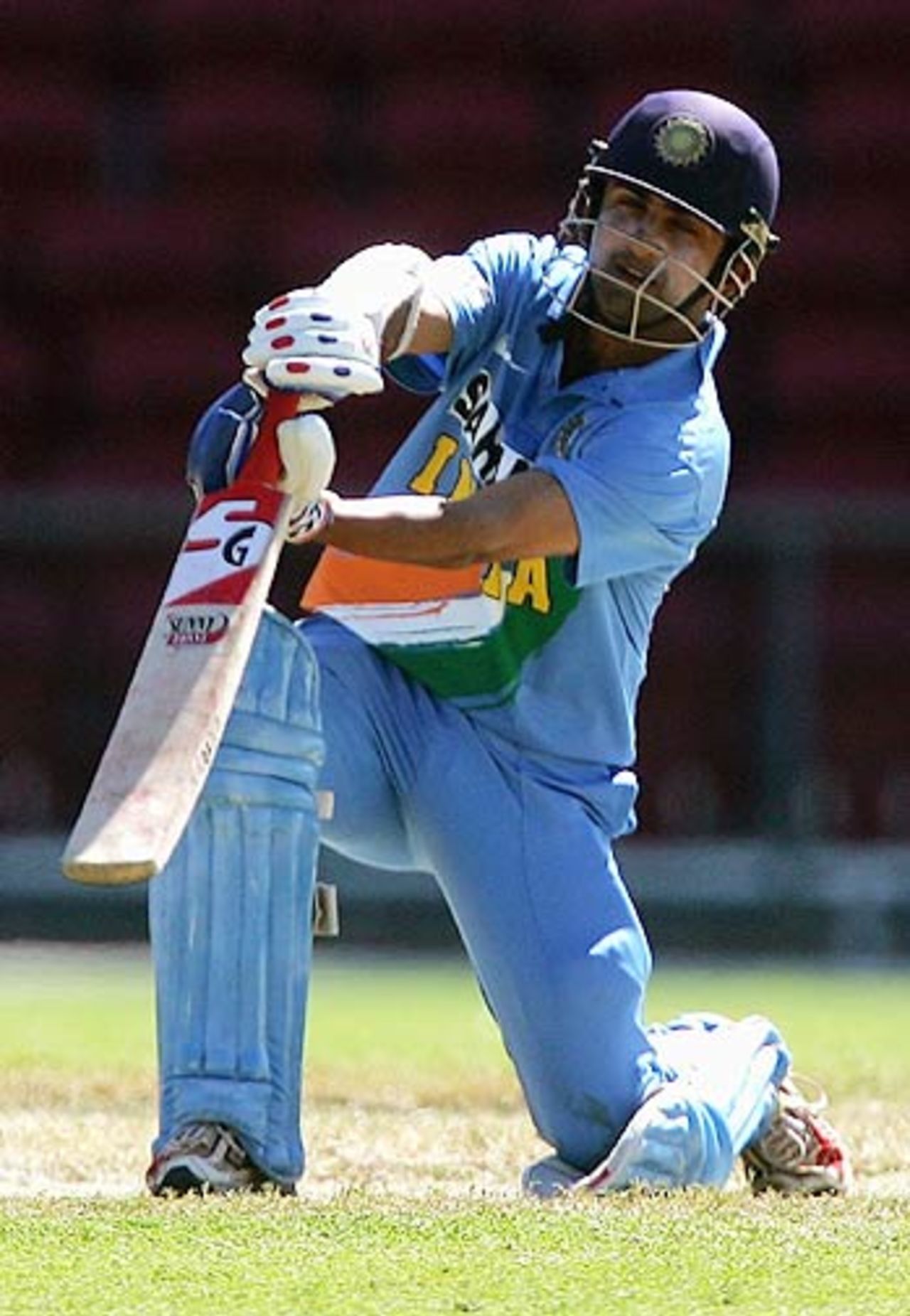 Gautam Gambhir on bended knee during his 41against Australia A, Australia A v India A, Top End Series, Darwin, July 8, 2006