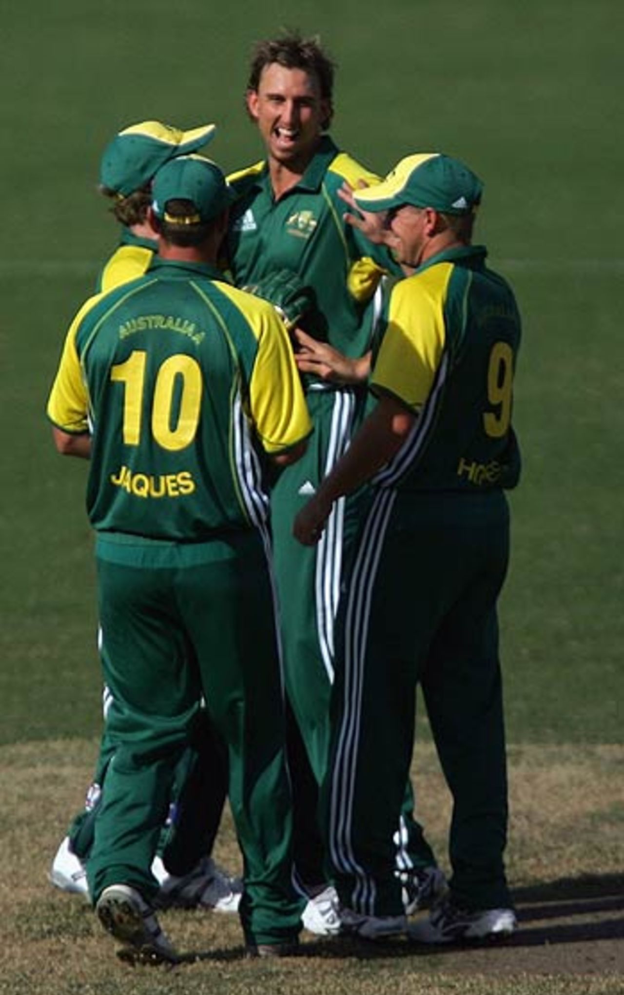 Brett Dorey celebrates one of his three wickets, Australia A v New Zealand A, Twenty20, Top End Series, Darwin, July 9, 2006
