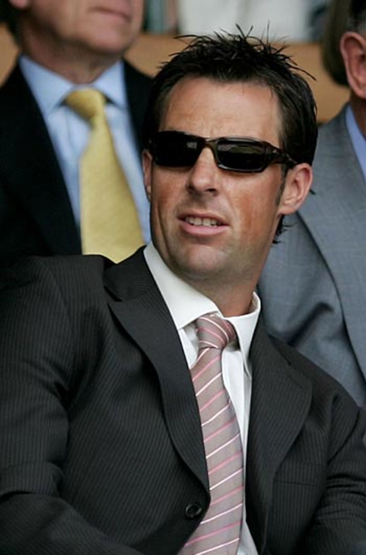 Marcus Trescothick relaxes at Wimbledon to watch Roger Federer beat Rafael Nadal, London, July 9, 2006