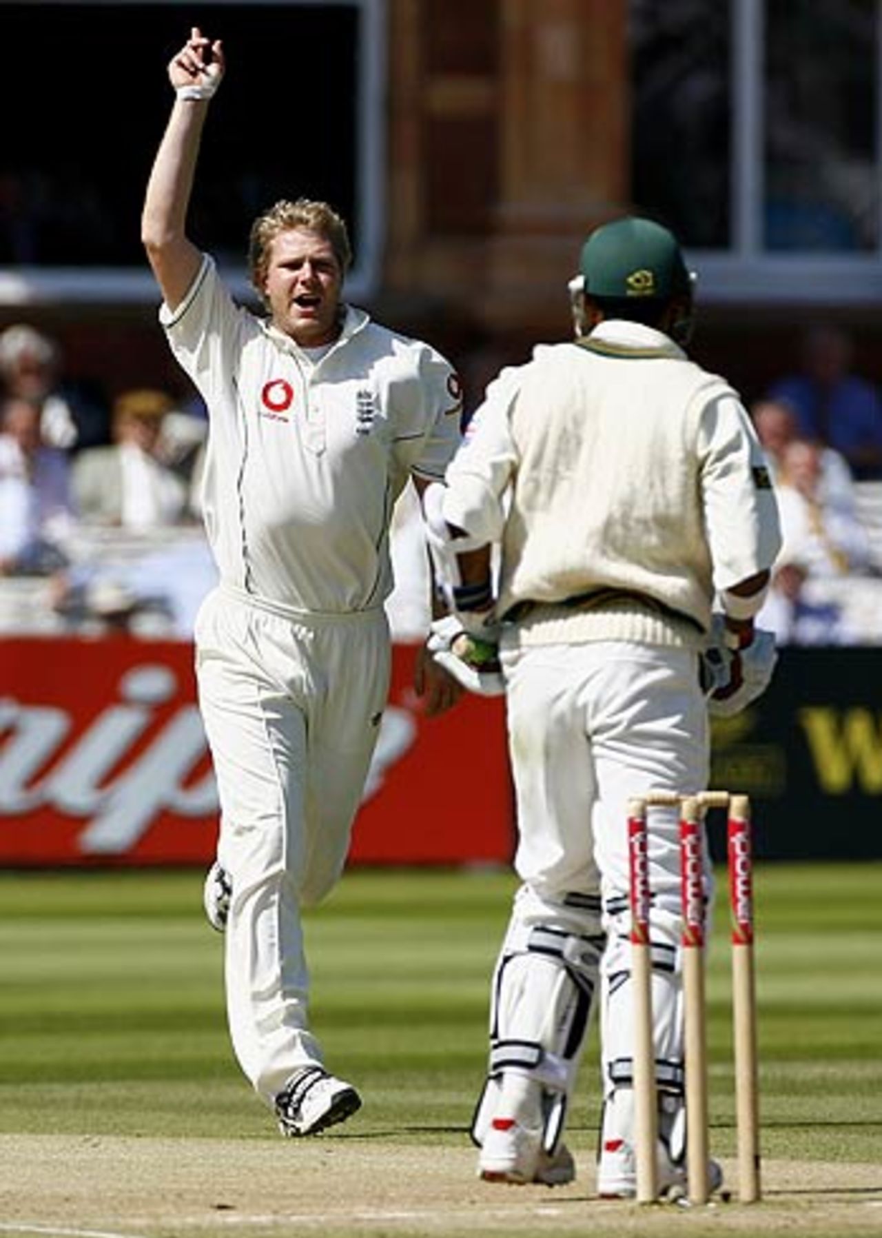 Matthew Hoggard celebrates after nailing Mohammad Sami early on the third day, England v Pakistan, 1st Test, Lord's, July 15, 2006
