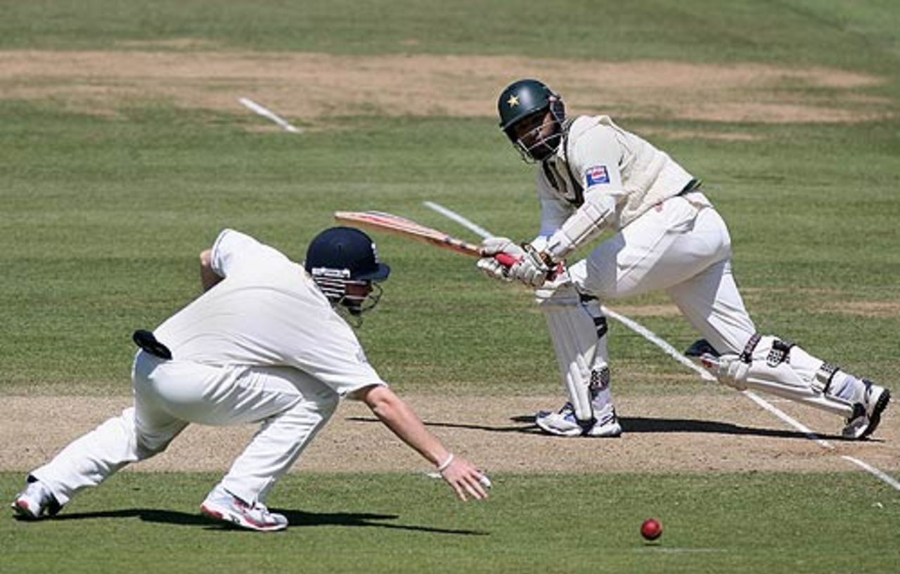 Mohammad Yousuf gets one past Ian Bell at short leg, England v Pakistan, 1st Test, Lord's, July 15, 2006