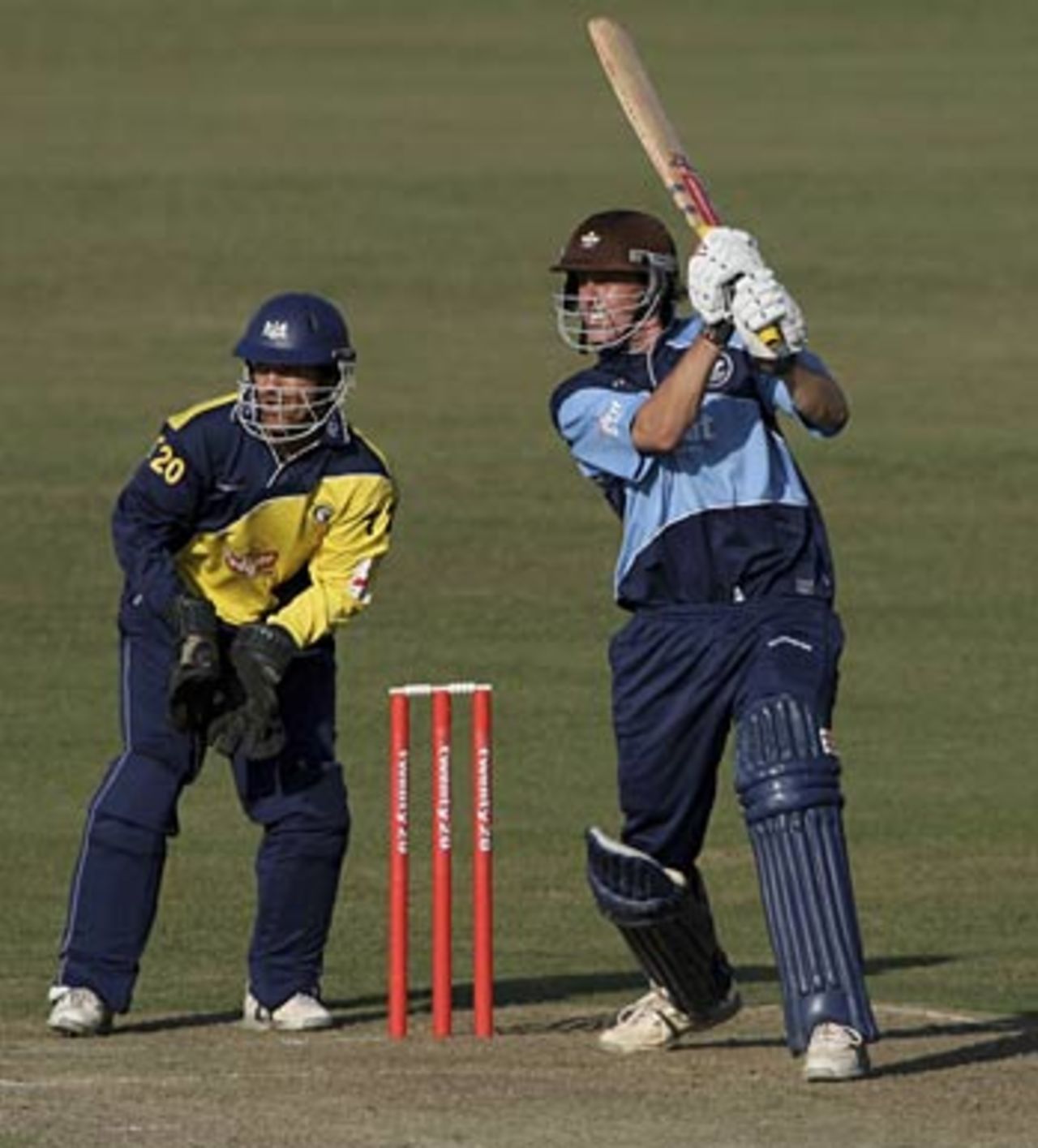 Rikki Clarke goes over cover in his 79 off 42 balls, Gloucestershire v Surrey, Twenty20 Quarter-final, Bristol, July 24, 2006