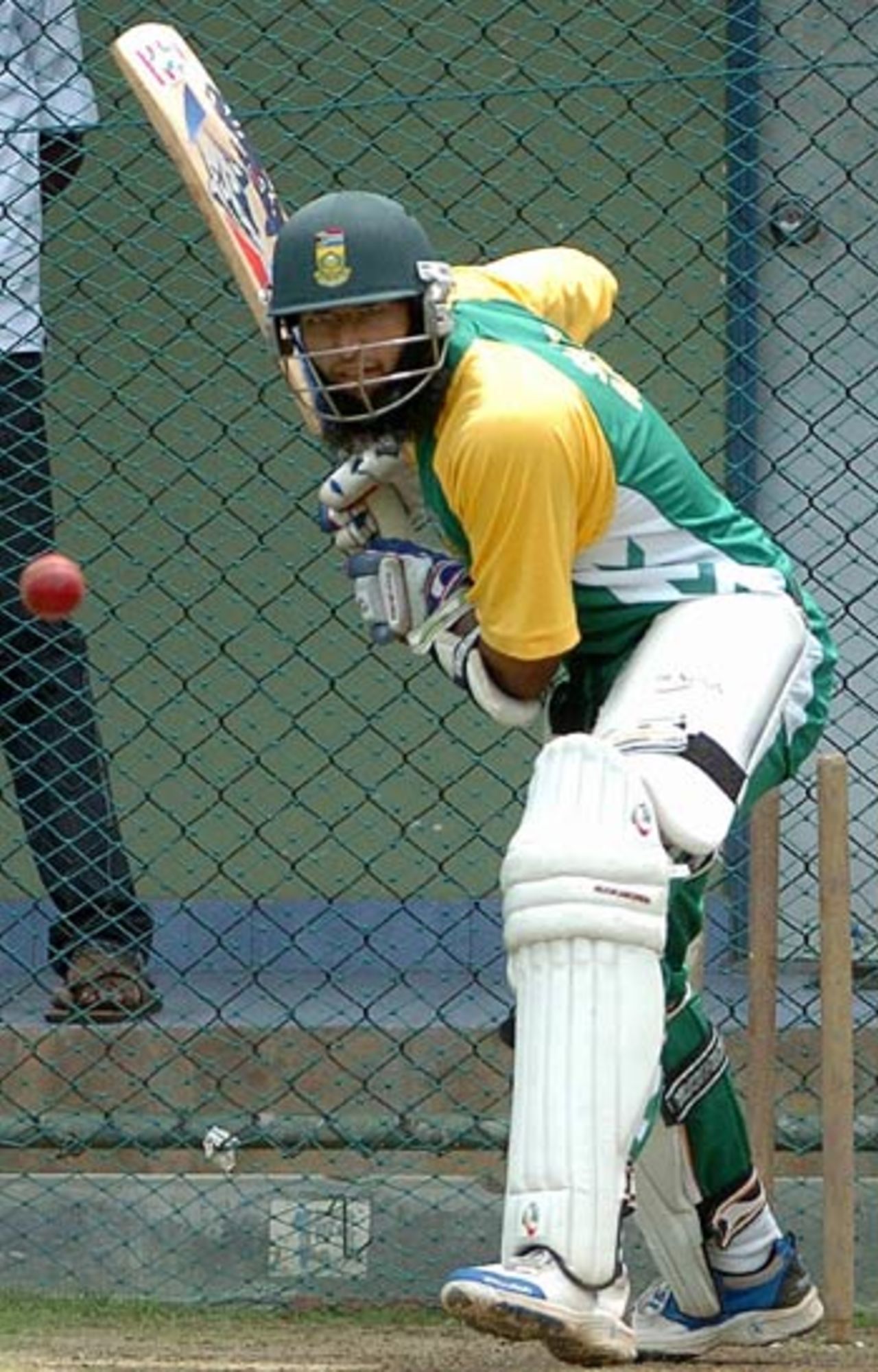 Hashim Amla shapes to drive on the front foot, Colombo, July 26, 2006