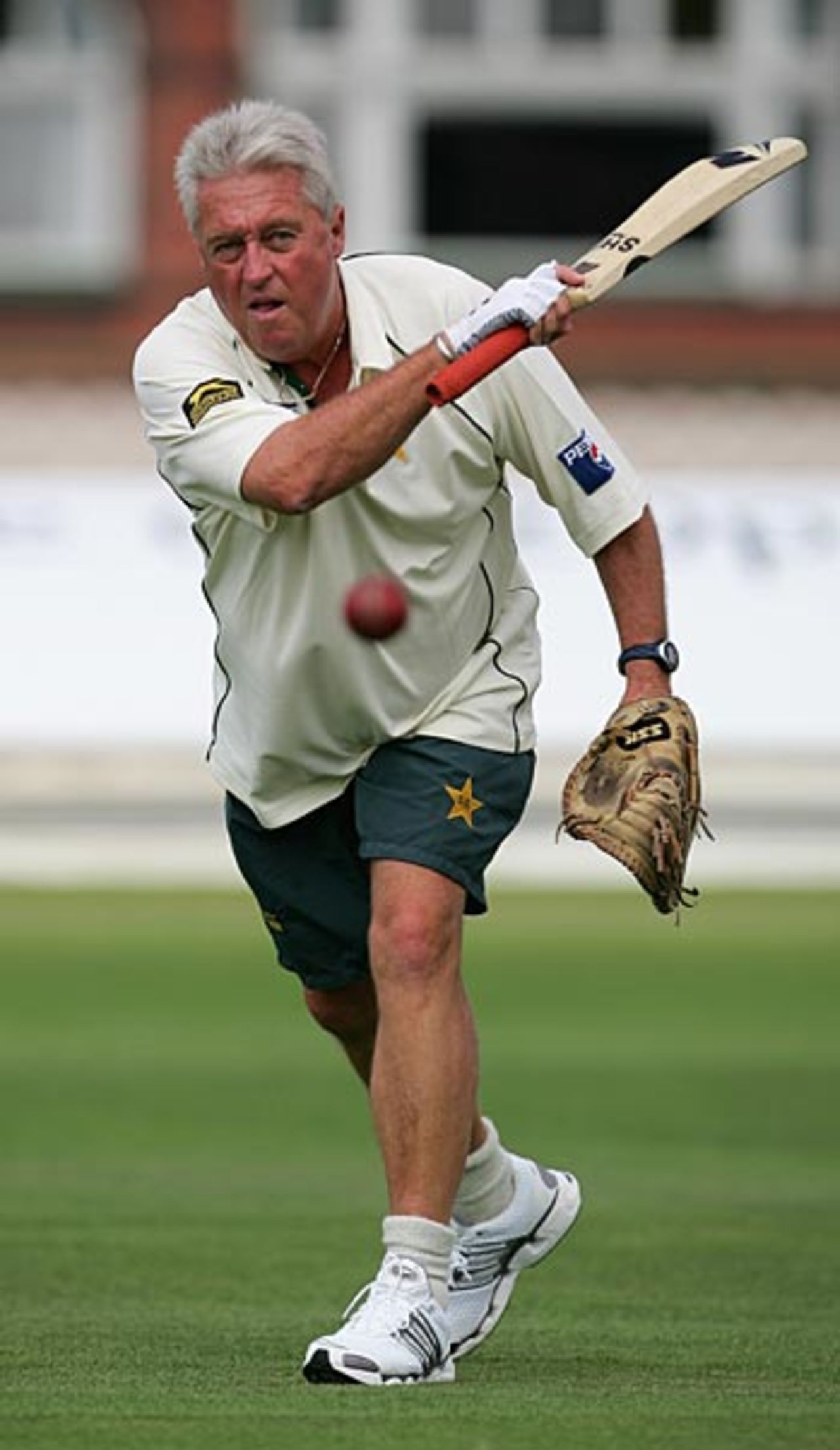 Bob Woolmer orchestrates a fielding session during a training session ahead of the second Test against England, Old Trafford, July 26, 2006