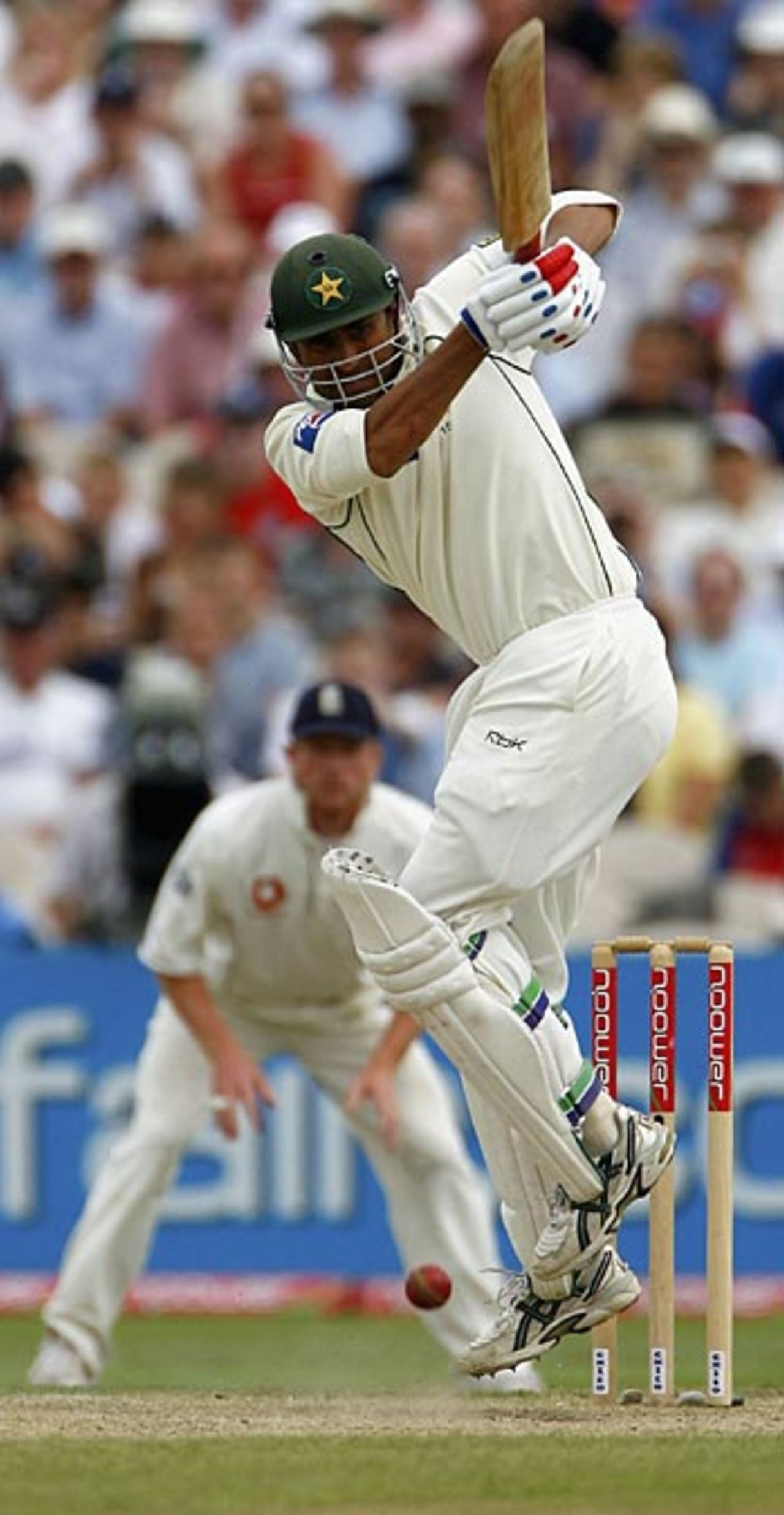 Younis Khan pulls during his fifty, England v Pakistan, 2nd Test, Old Trafford, July 29, 2006