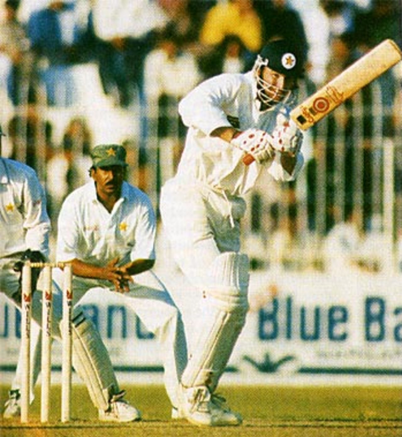 Grant Flower on his way to 110, Pakistan v Zimbabwe, Sheikhupura, October 20, 1996