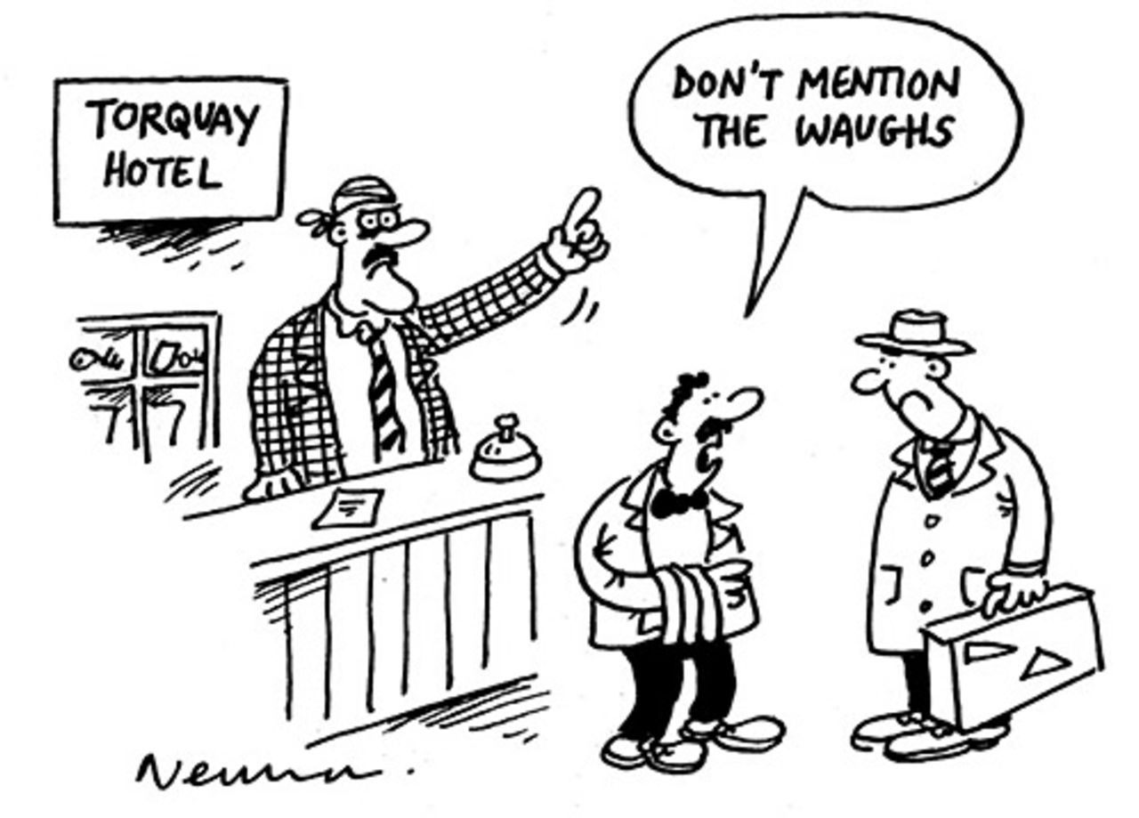 Cartoon from the 2006 Wisden Cricketers' Almanack depicting Basil Fawlty from Fawlty Towers