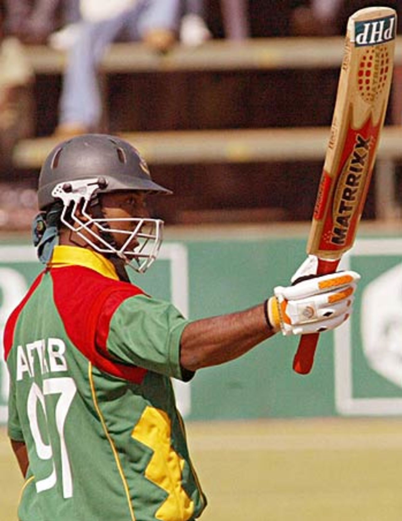 Aftab Ahmed celebrates his fifty, Zimbabwe v Bangladesh, 3rd ODI, Harare, August 2, 2006