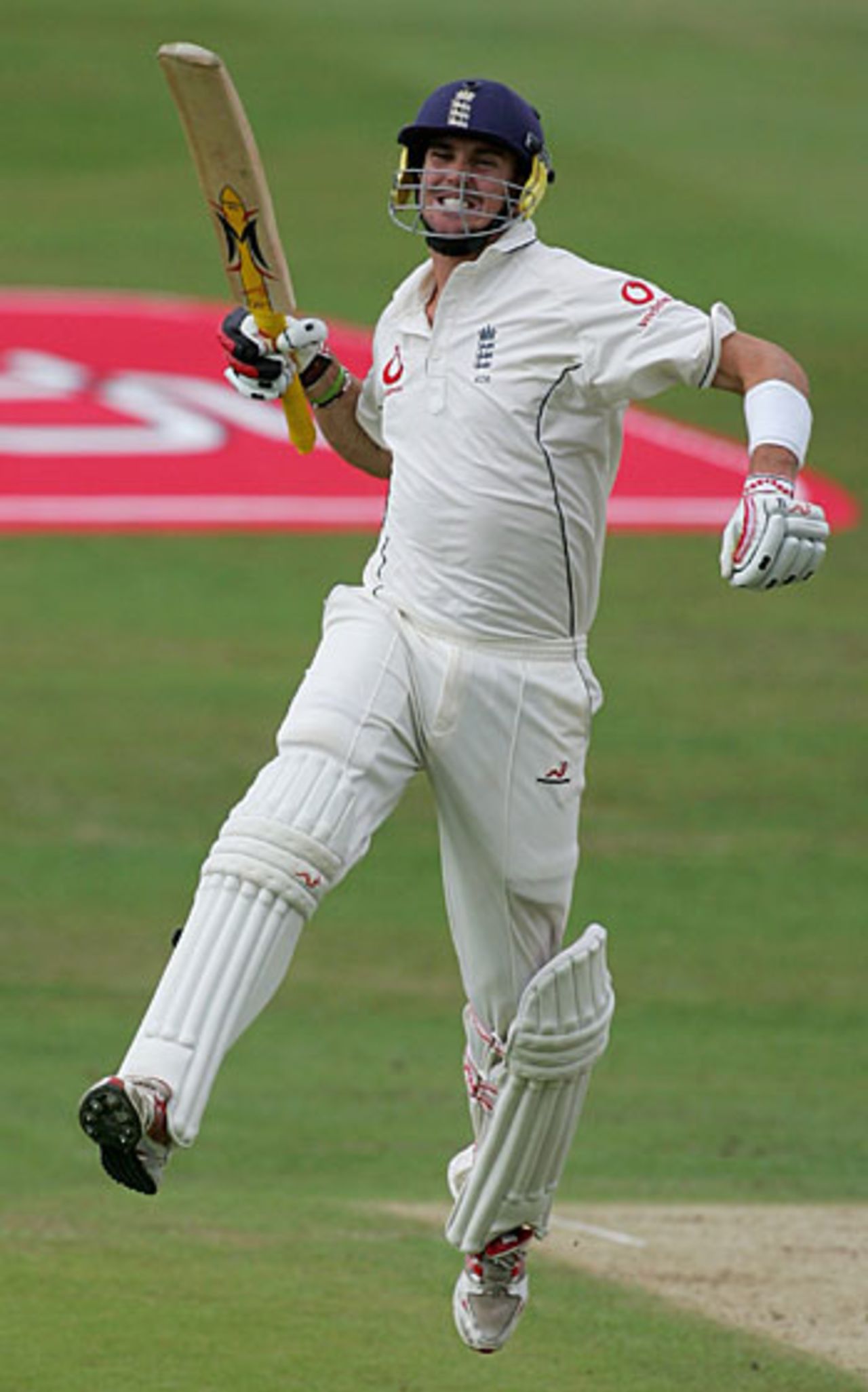 Jumping for joy: Kevin Pietersen reaches his century, England v Pakistan, 3rd Test, Headingley, August 4, 2006