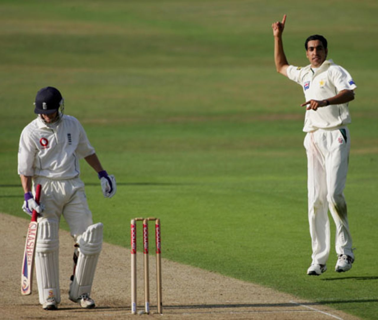 Umar Gul celebrates trapping Chris Read lbw, England v Pakistan, 3rd Test, Headingley, August 4, 2006