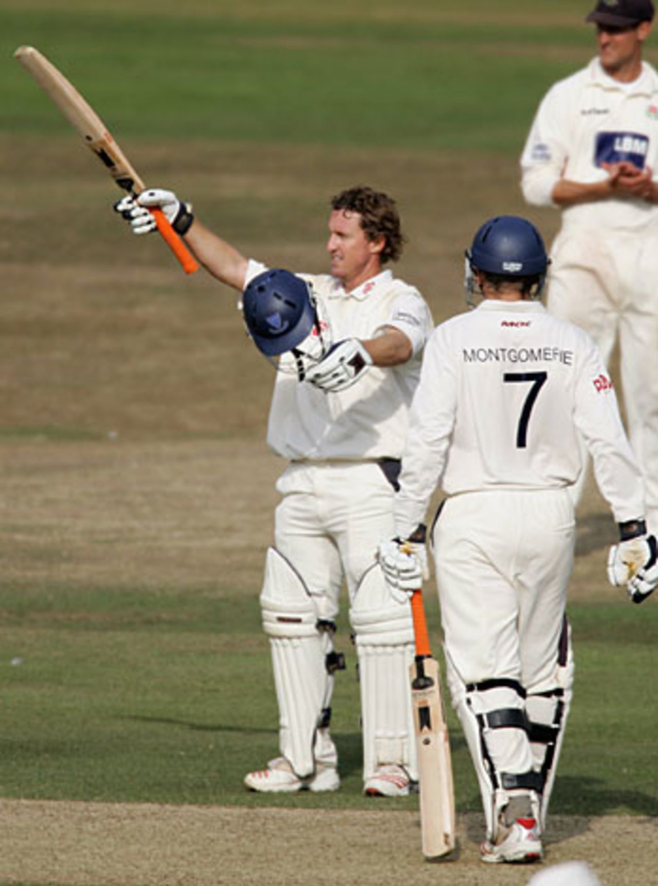 Murray Goodwin reaches his hundred - but he fell soon after, Sussex v Lancashire, County Championship, Hove, August 4, 2006