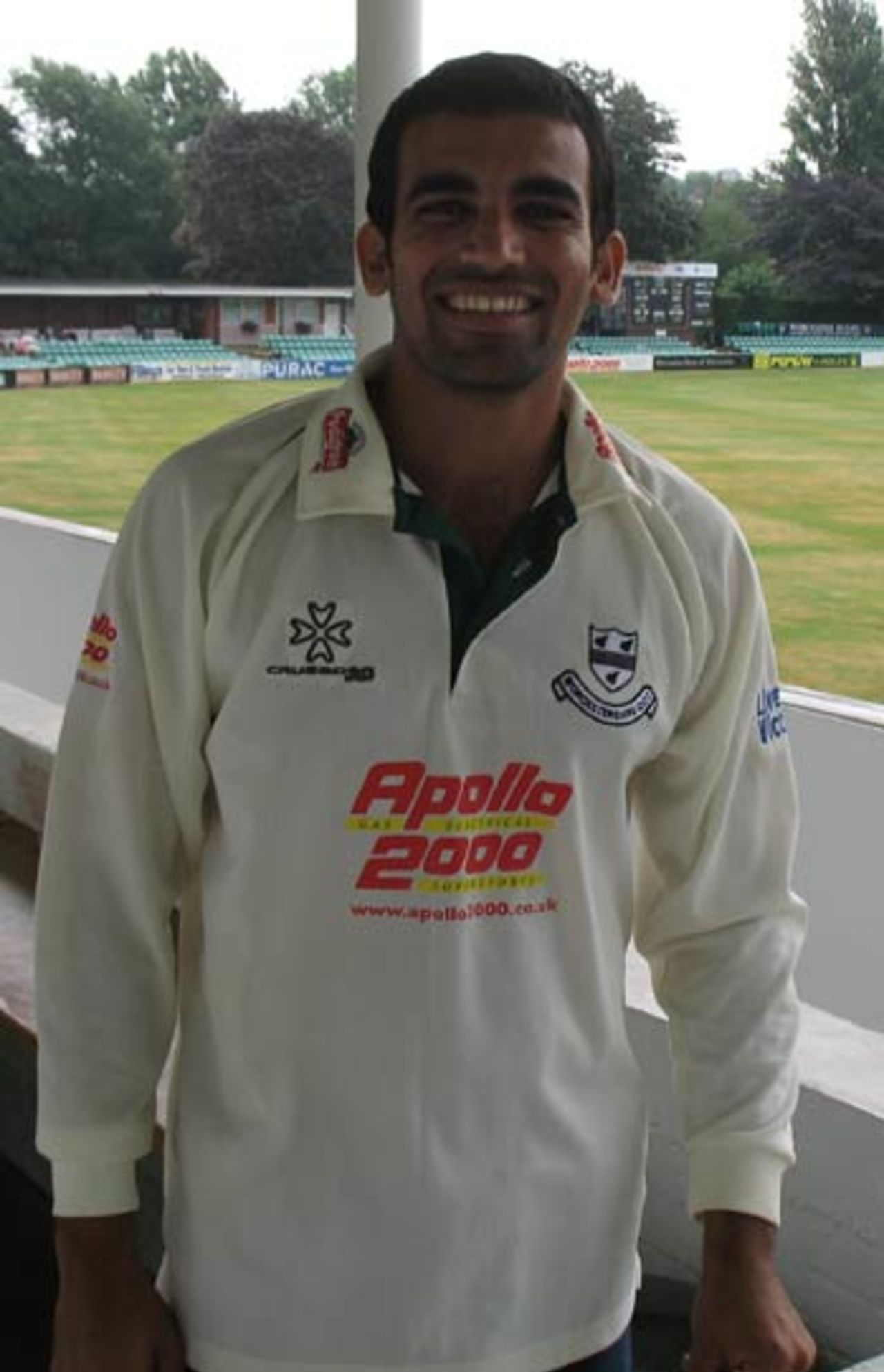 Zaheer Khan poses at New Road while playing for Worcestershire, July, 2006