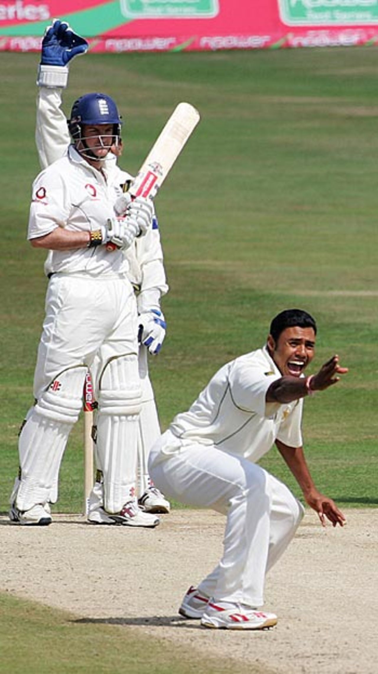 How very appealing: Danish Kaneria's cries fall on deaf ears but Andrew Strauss fell soon after, England v Pakistan, 3rd Test, Headingley, August 7, 2006 
