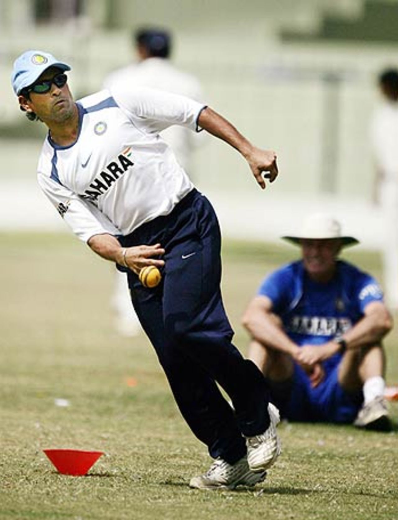 Sachin Tendulkar during a fielding session, National Cricket Academy, Bangalore, August 8, 2006