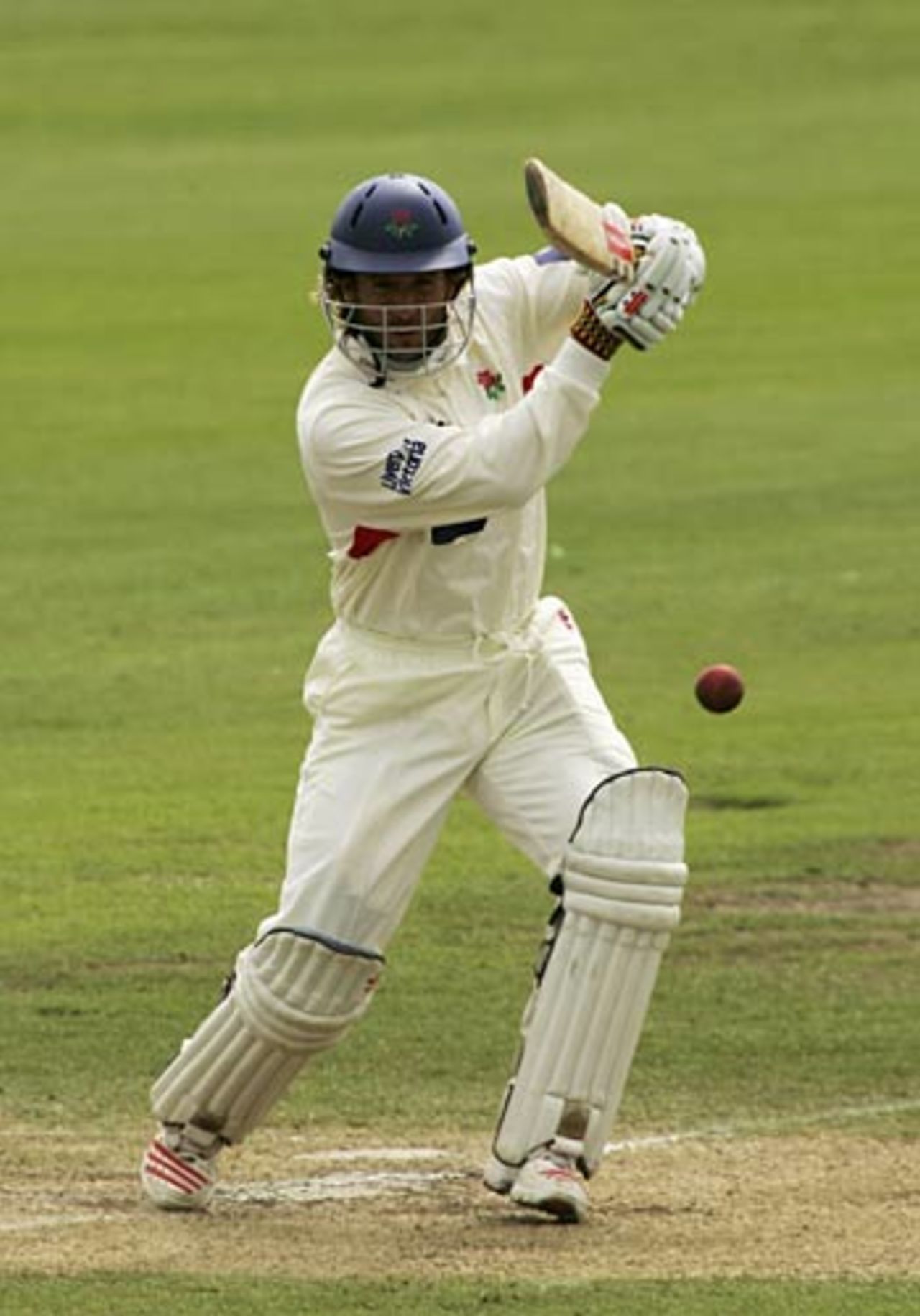 Luke Sutton drives during his career-best 151 during the Roses match, Lancashire v Yorkshire, Old Trafford, August 10, 2006