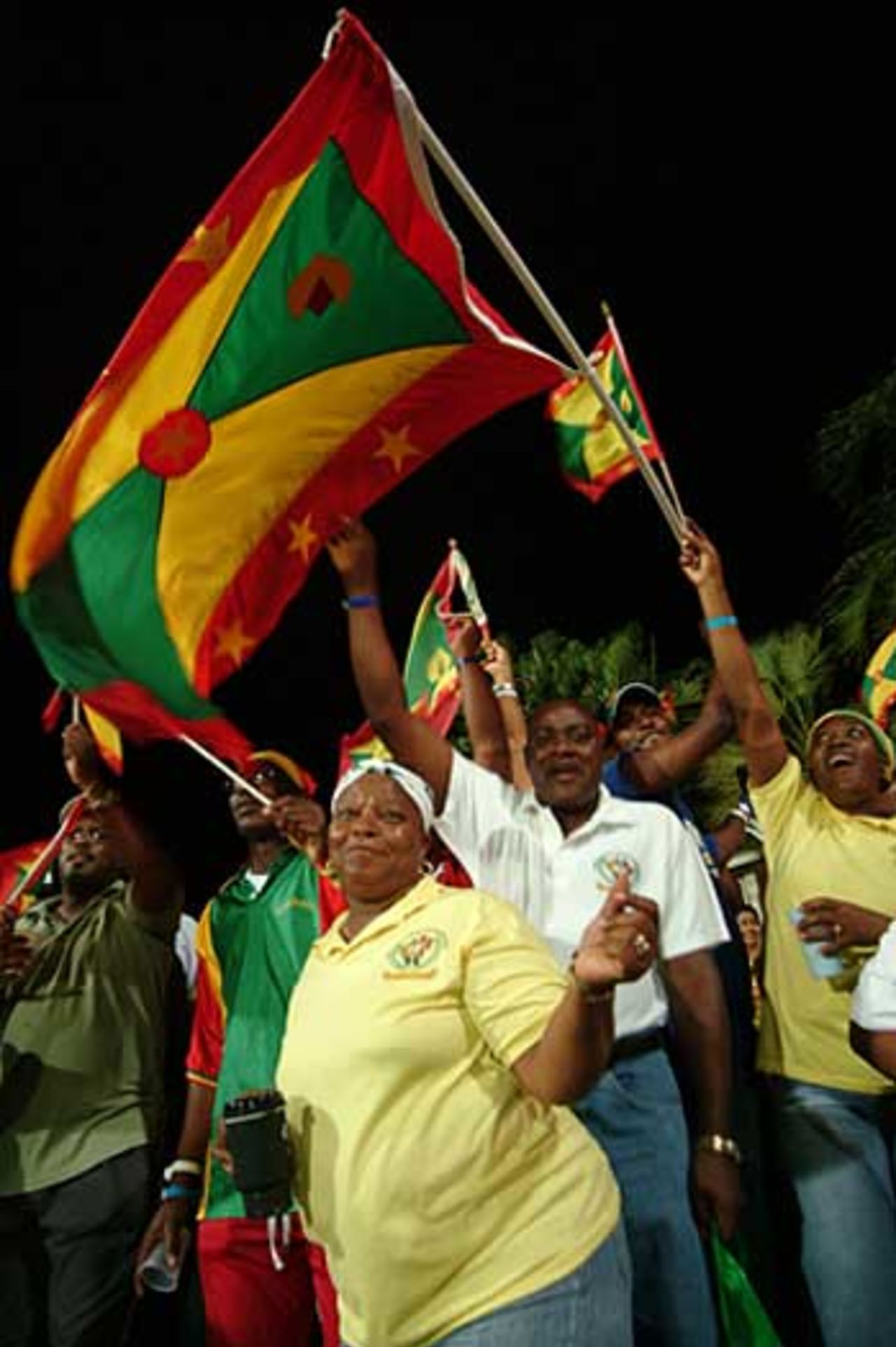 Grenada fans celebrate a quick and exciting start to their innings, Grenada v Guyana, Stanford 20/20, 1st semi-final, 10 August 2006


