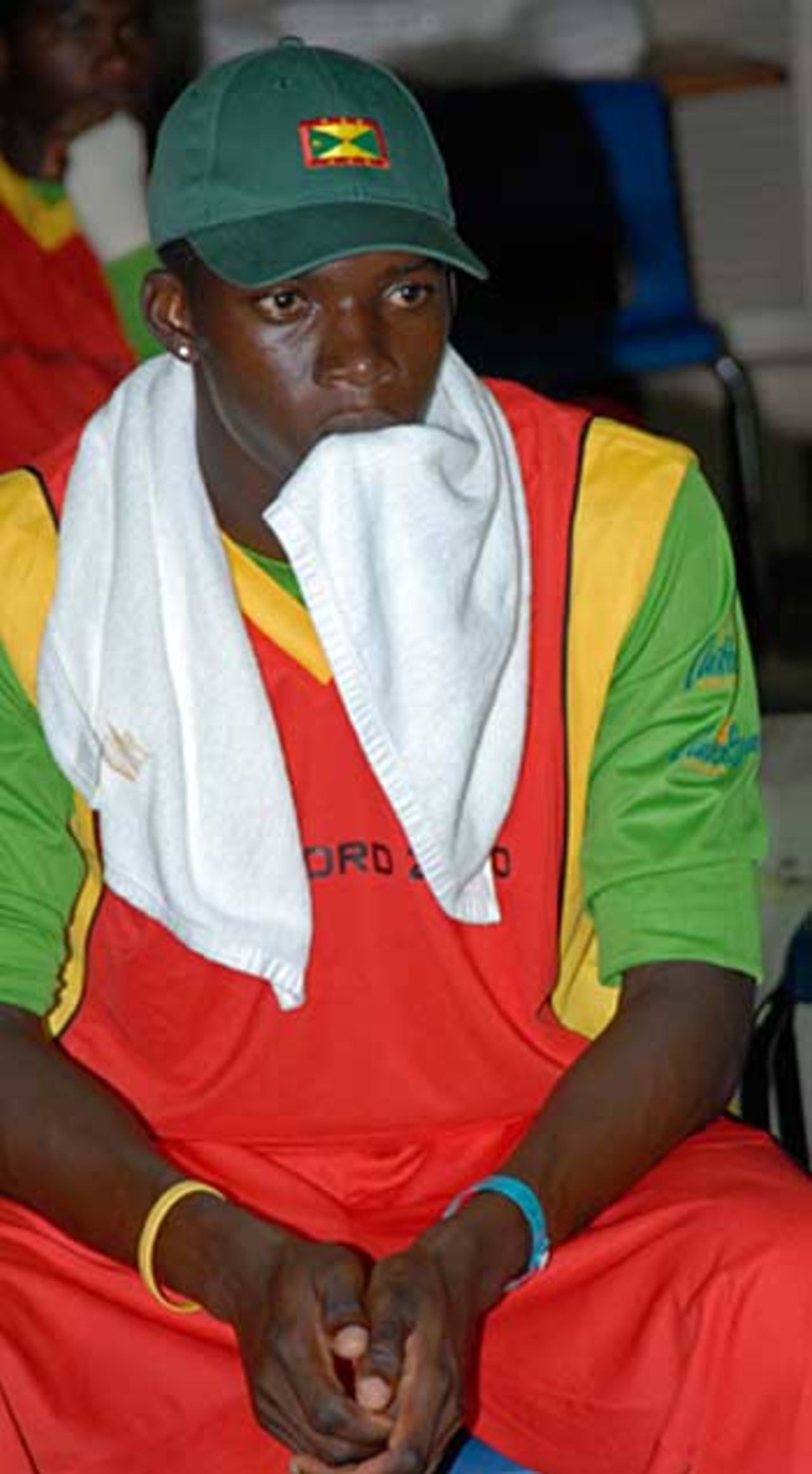 Heart - and towel - in mouth time for Grenada, Grenada v Guyana, Stanford 20/20, 1st semi-final, 10 August 2006

